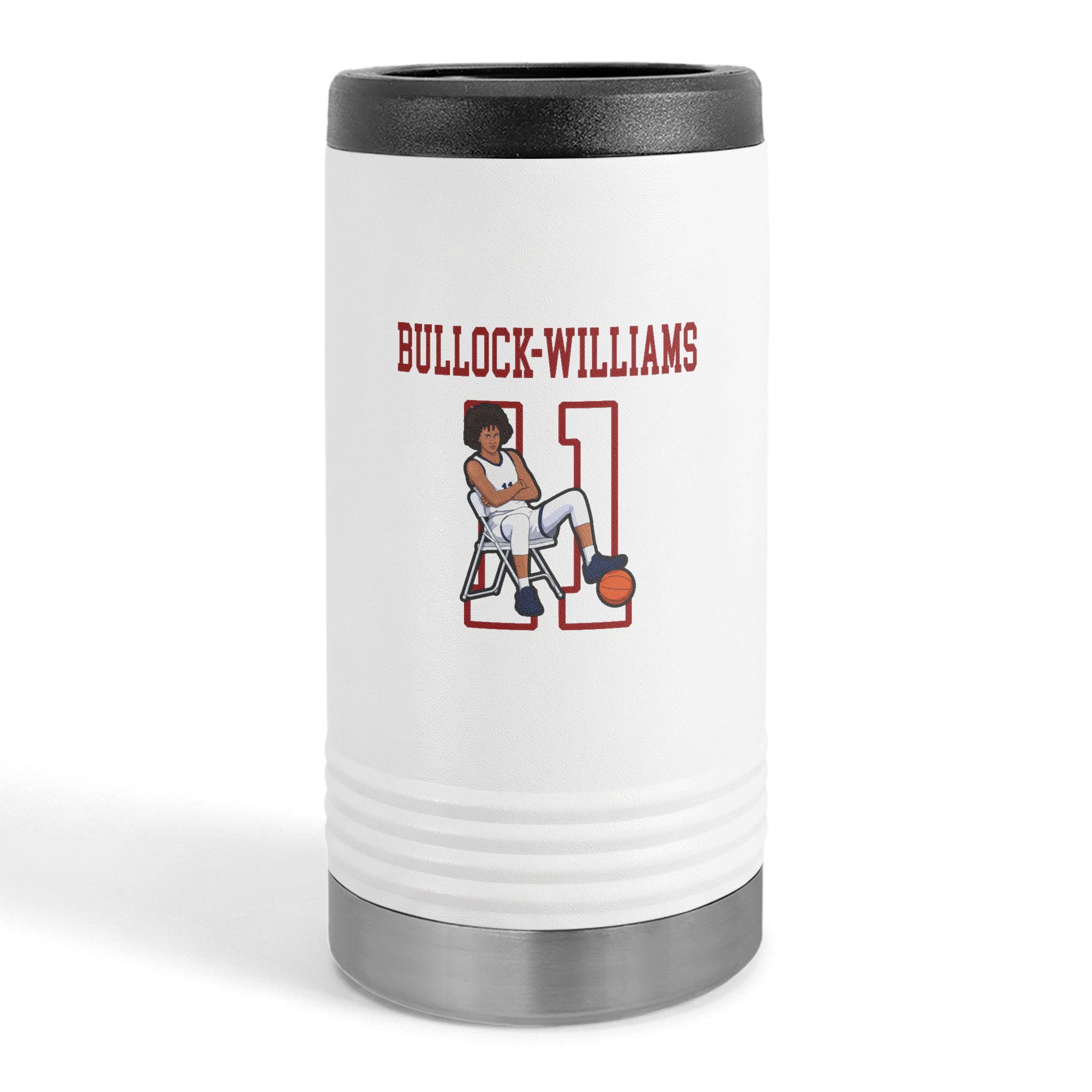 Slim Stainless Can Cooler — character_shirsey in White