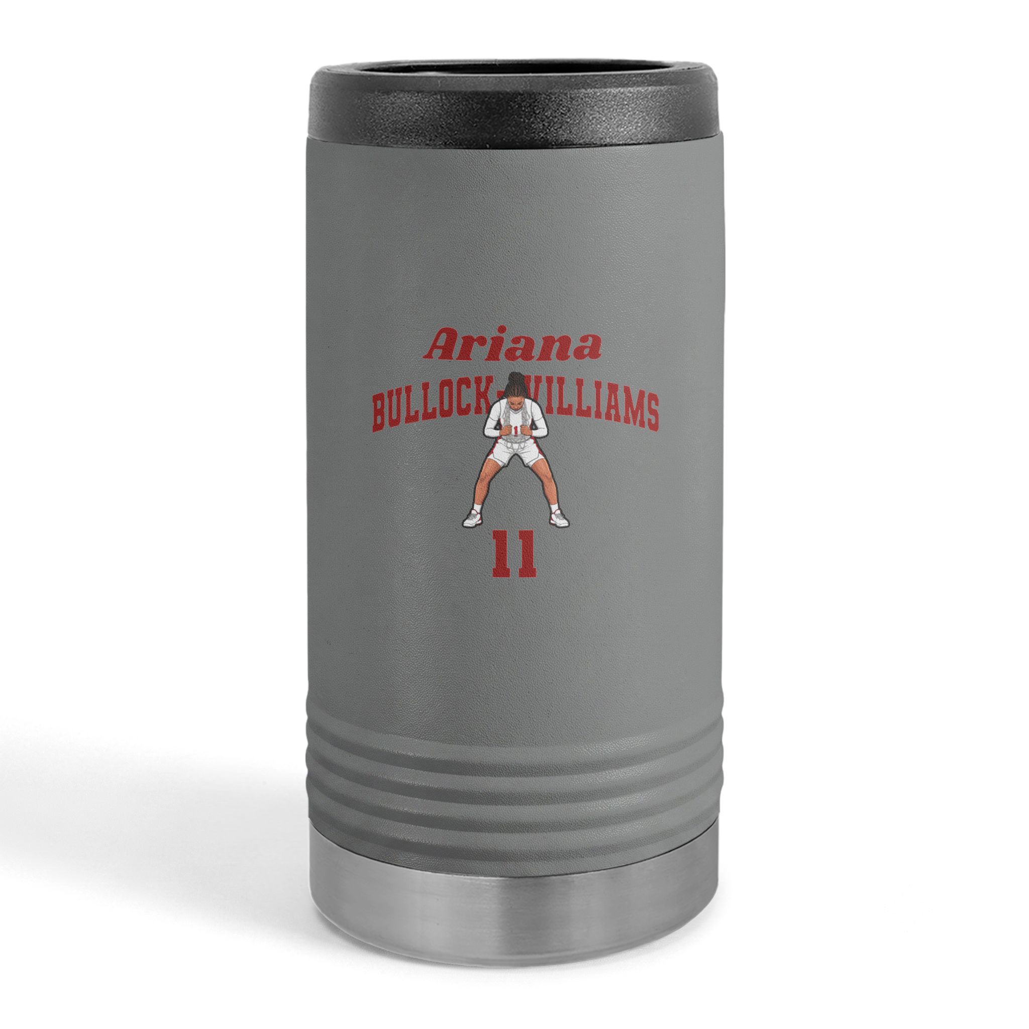 Slim Stainless Can Cooler — character_signature_arch in Grey