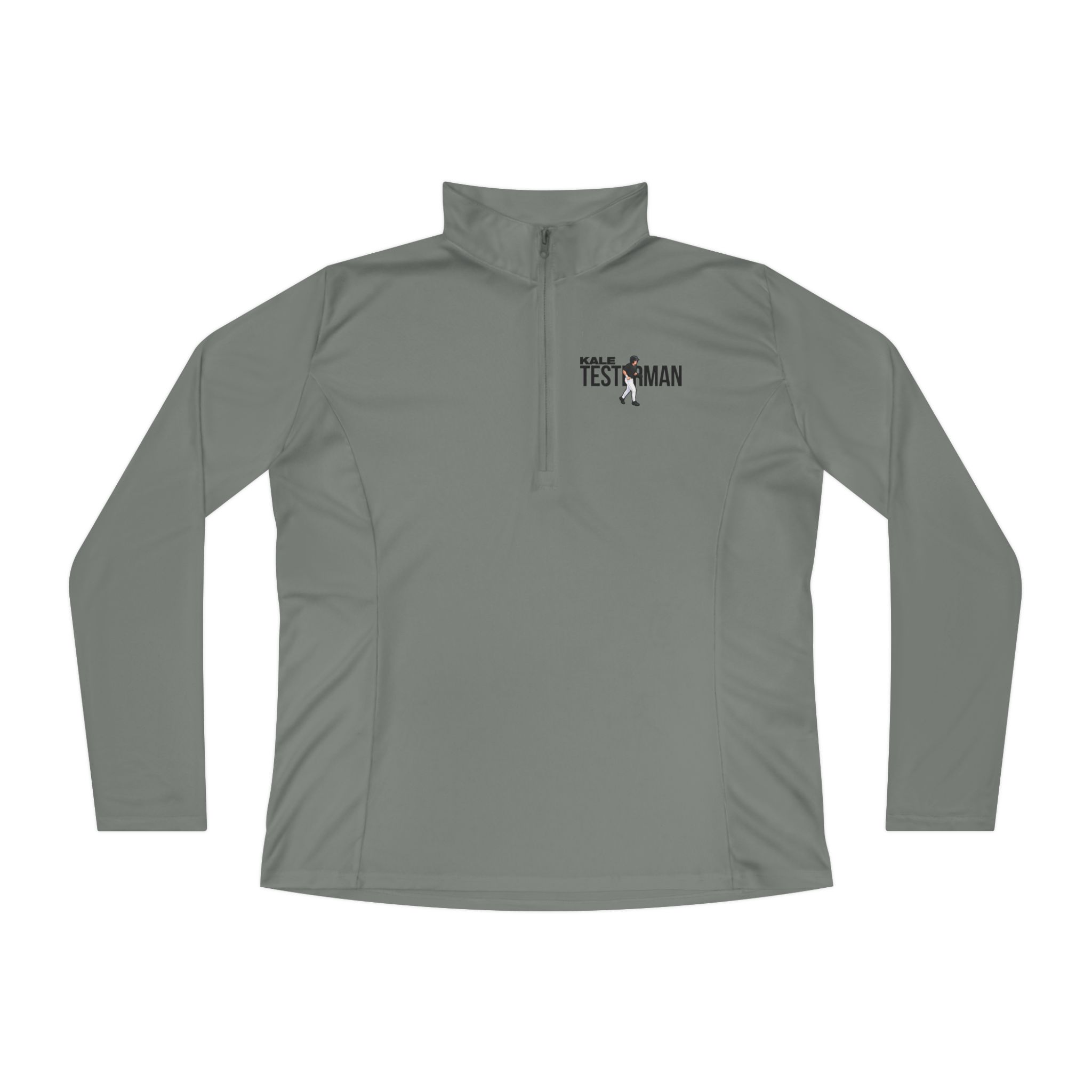 Women's Q-Zip Pullover — character_player_name in Grey