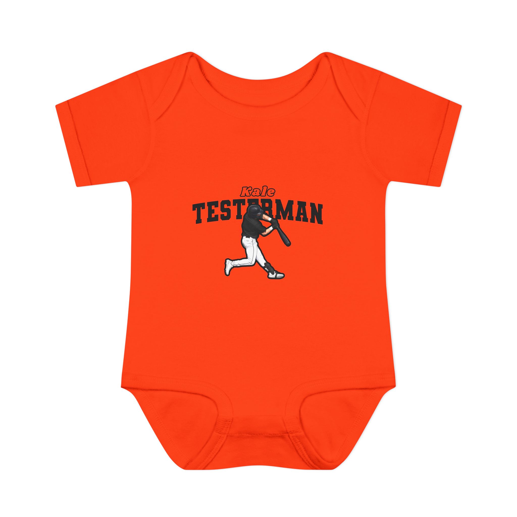 Baby Onesie — character_name_arch in Orange