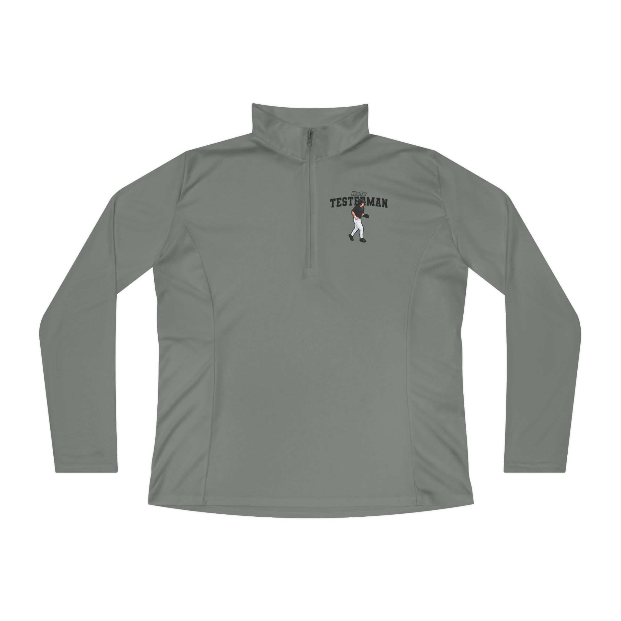 Women's Q-Zip Pullover — character_name_arch in Grey