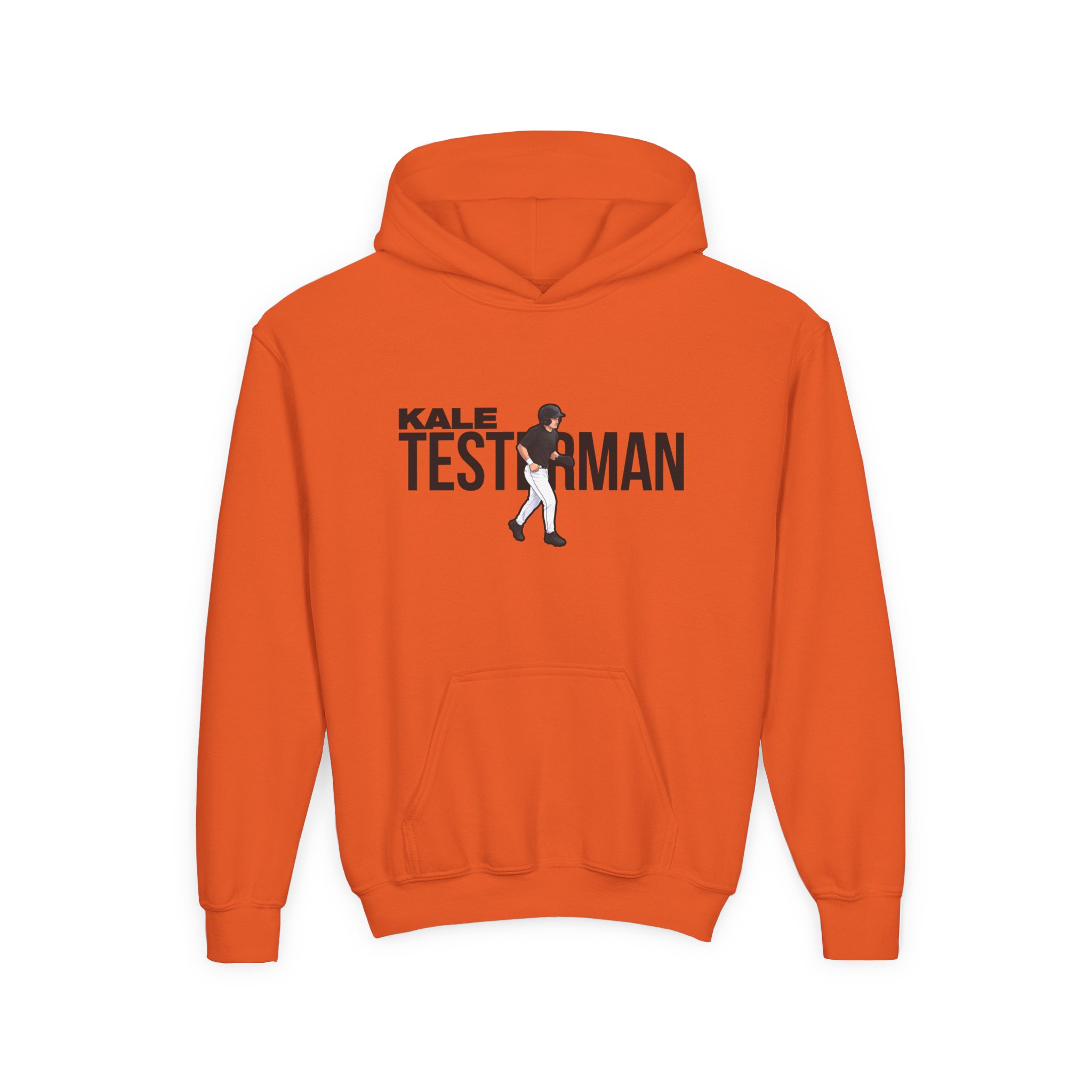 Youth Hoodie — character_player_name in Orange