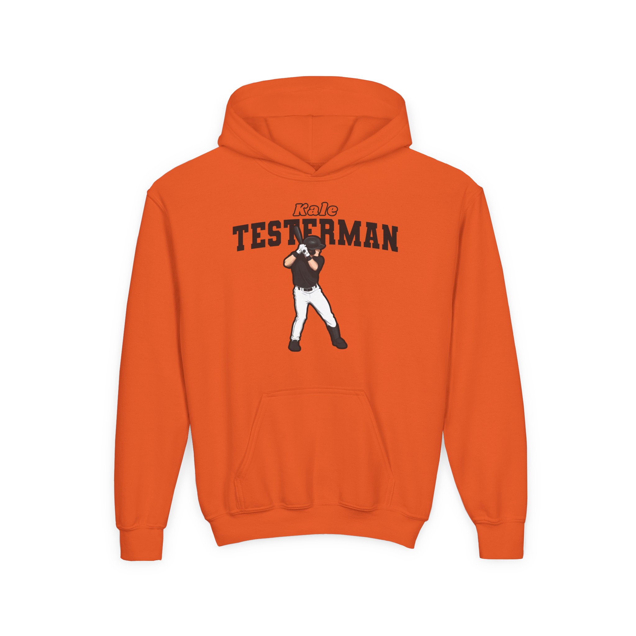 Youth Hoodie — character_name_arch in Orange