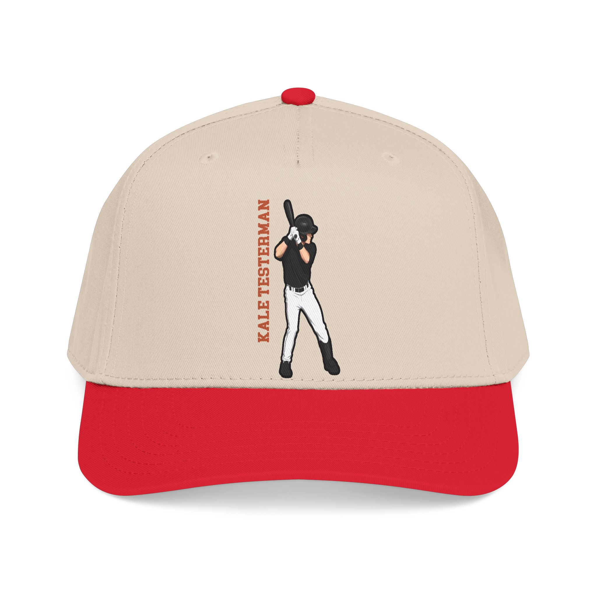 Baseball Cap — character_name_vertical in Red / Natural