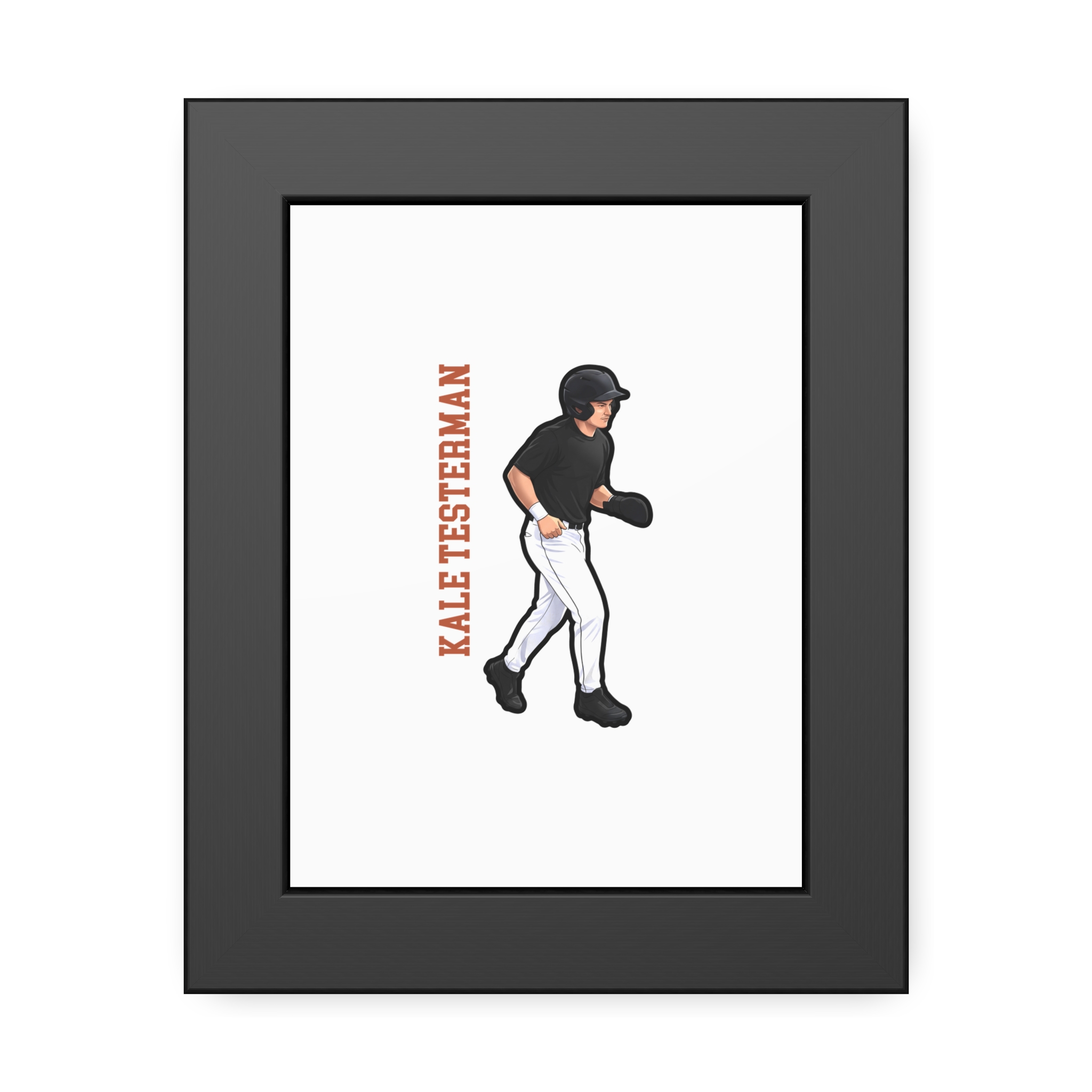 Framed Poster — character_name_vertical in Black