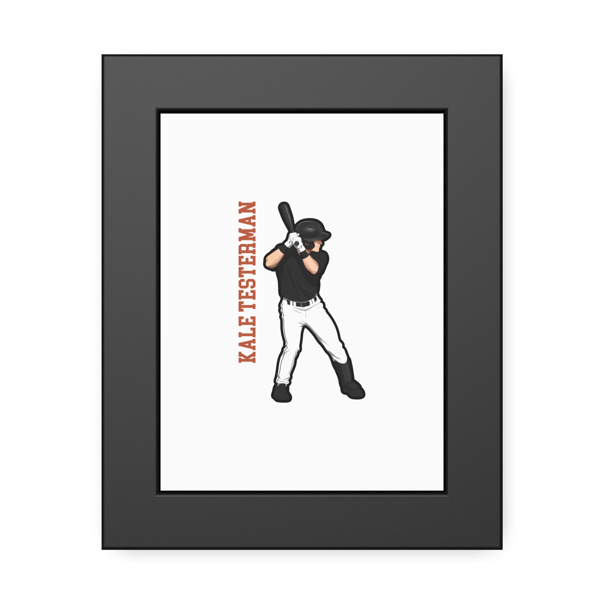 Framed Poster — character_name_vertical in Black