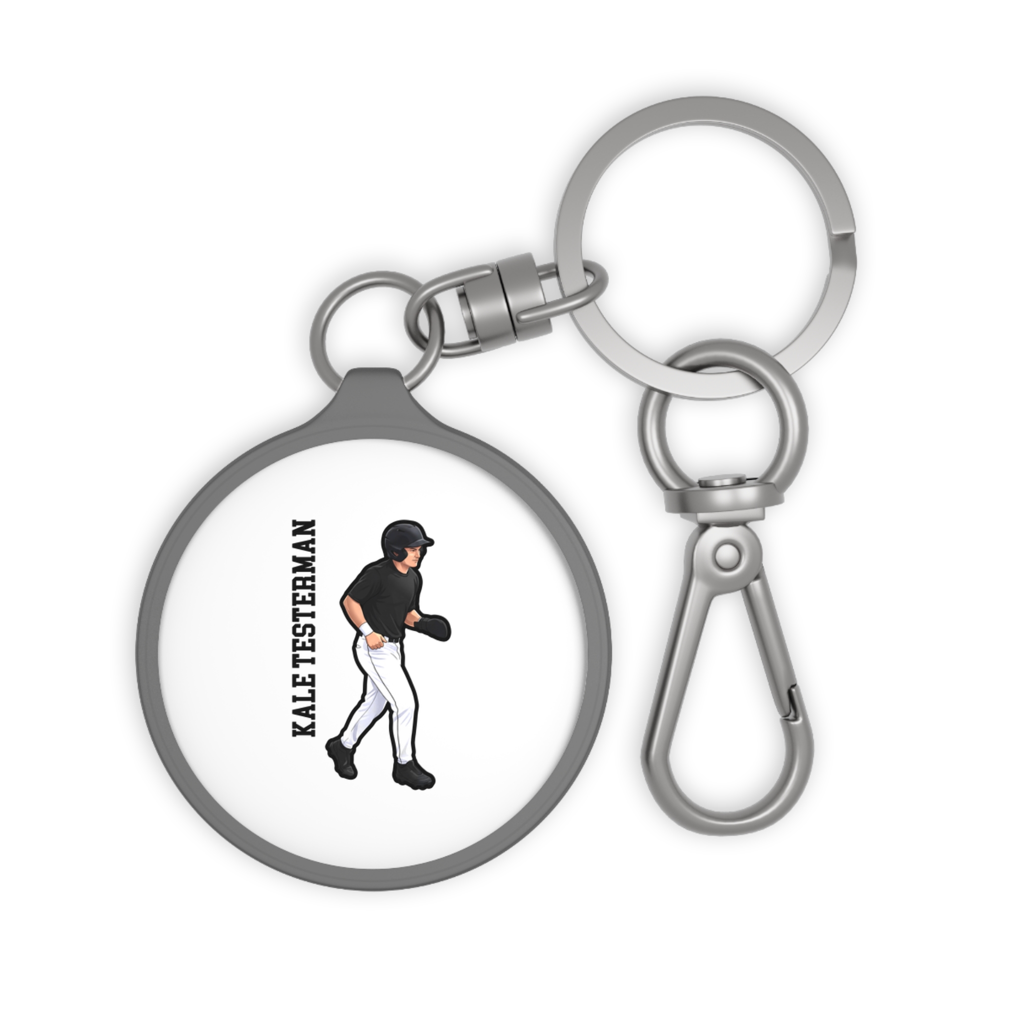 Keychain — character_name_vertical in Grey