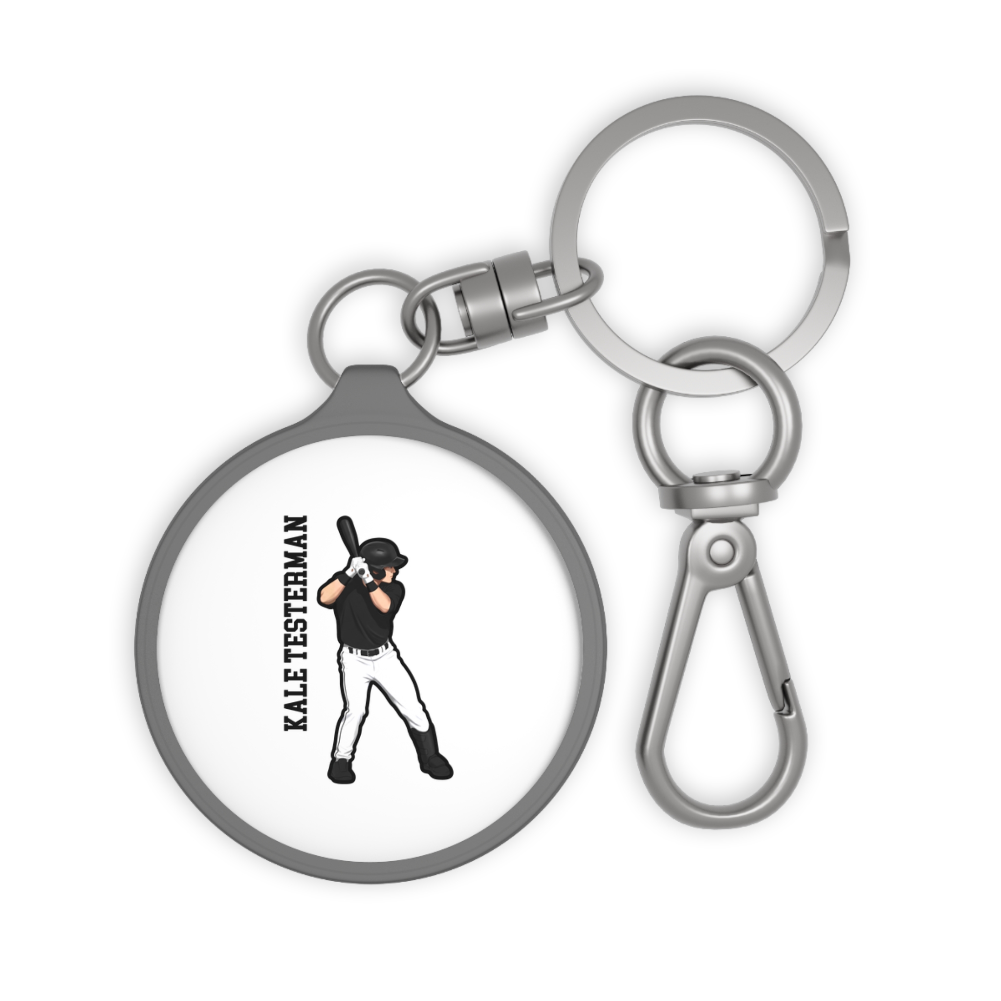 Keychain — character_name_vertical in Grey