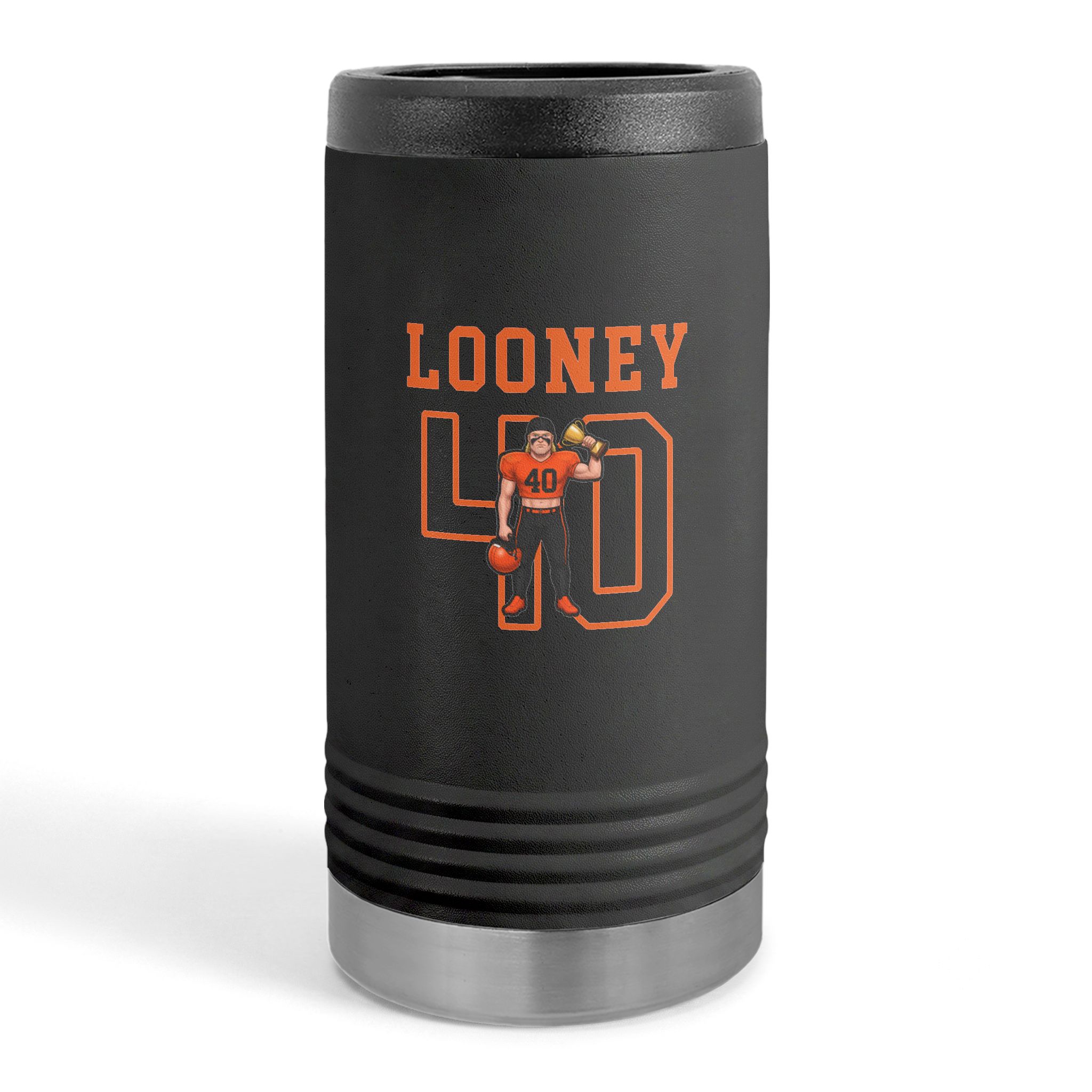 Slim Stainless Can Cooler — character_shirsey in Black