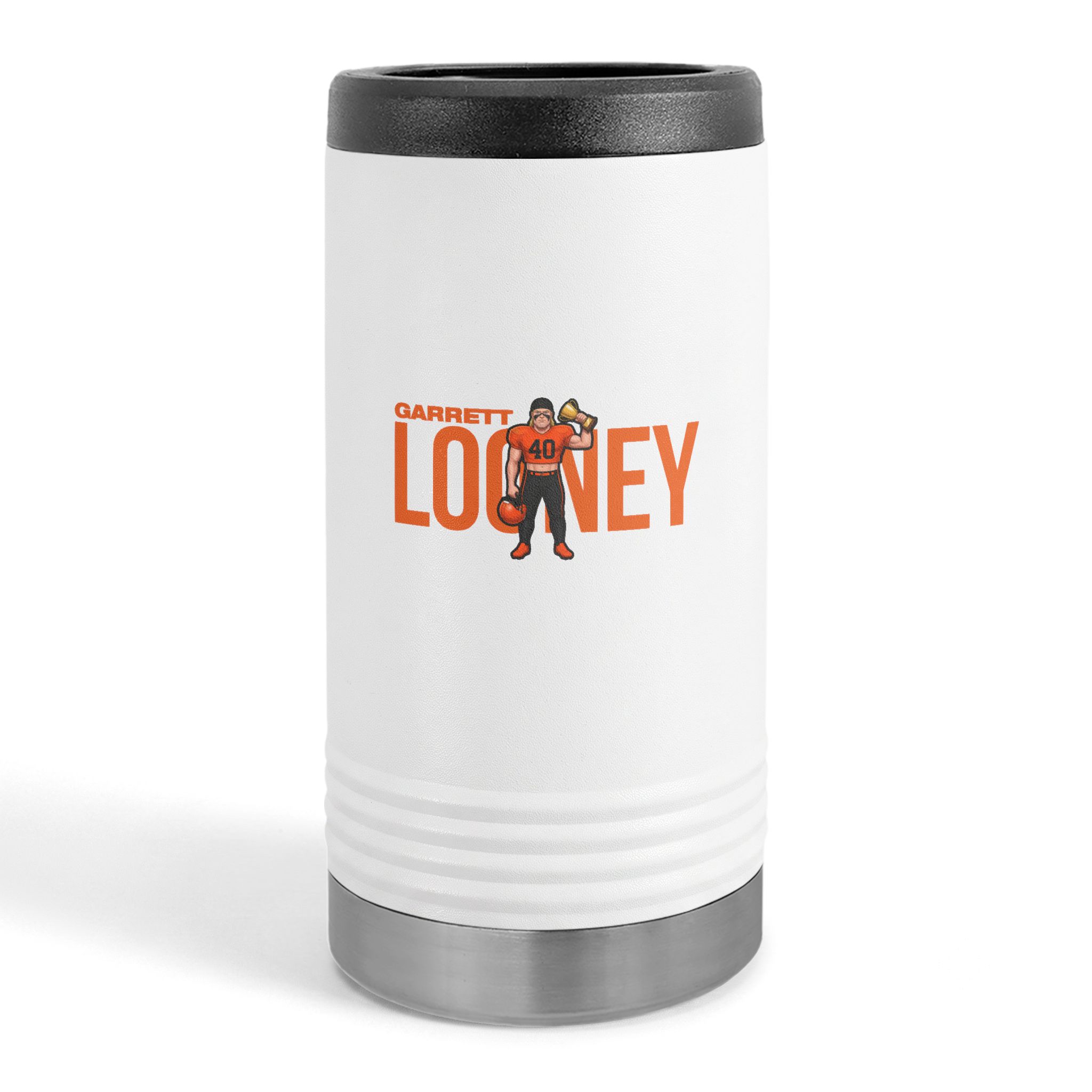 Slim Stainless Can Cooler — character_player_name in White