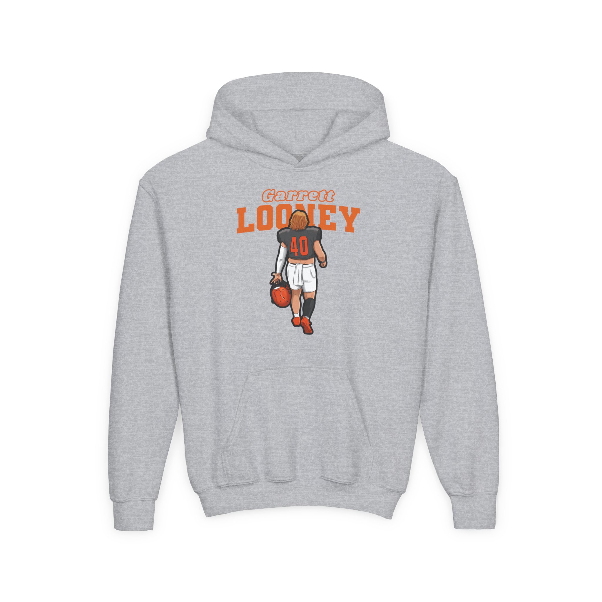 Youth Hoodie — character_name_arch in Grey