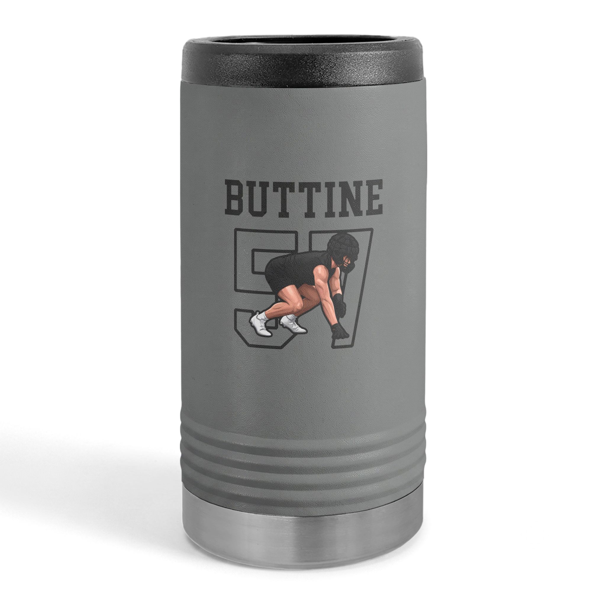 Slim Stainless Can Cooler — character_shirsey in Grey