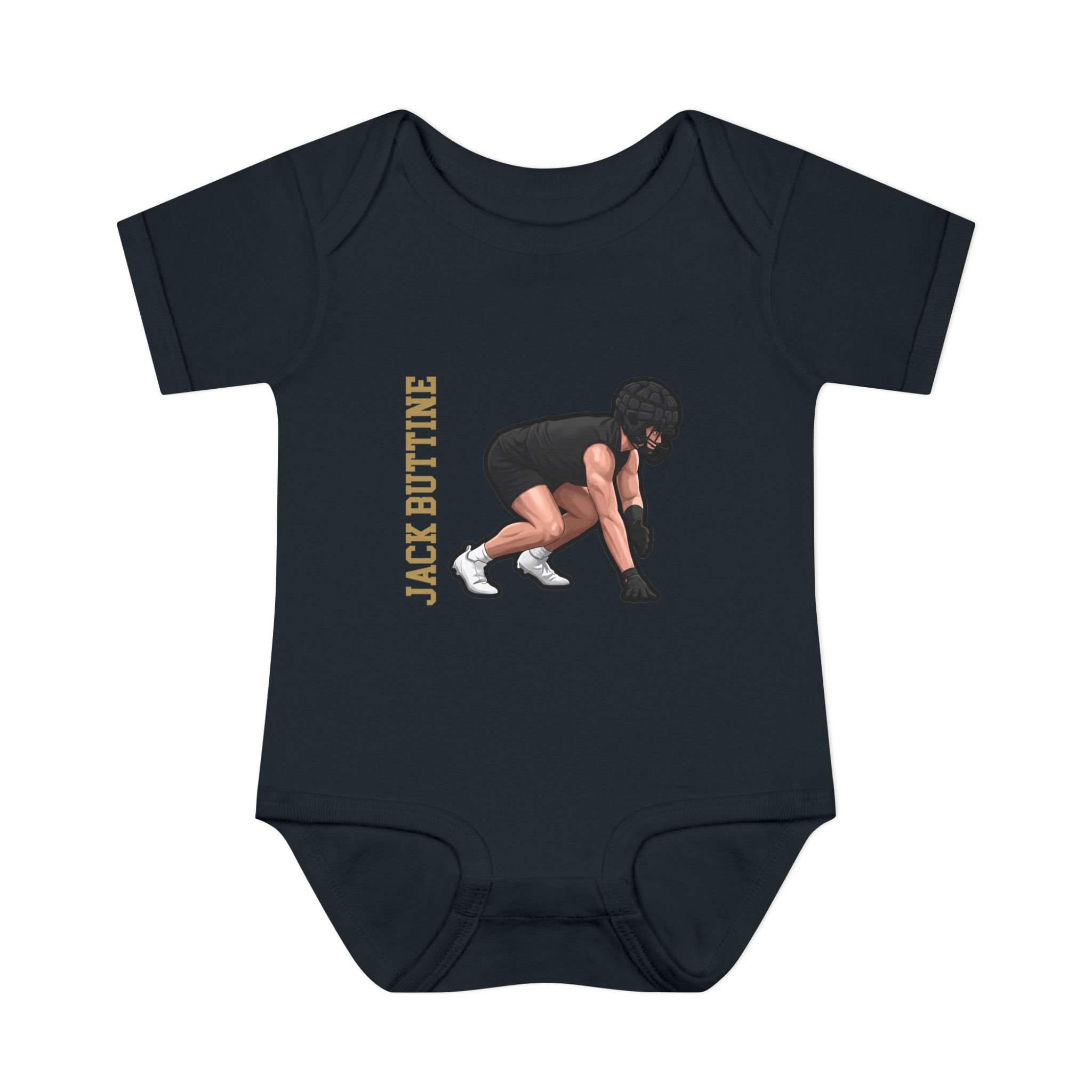 Baby Onesie — character_name_vertical in Black