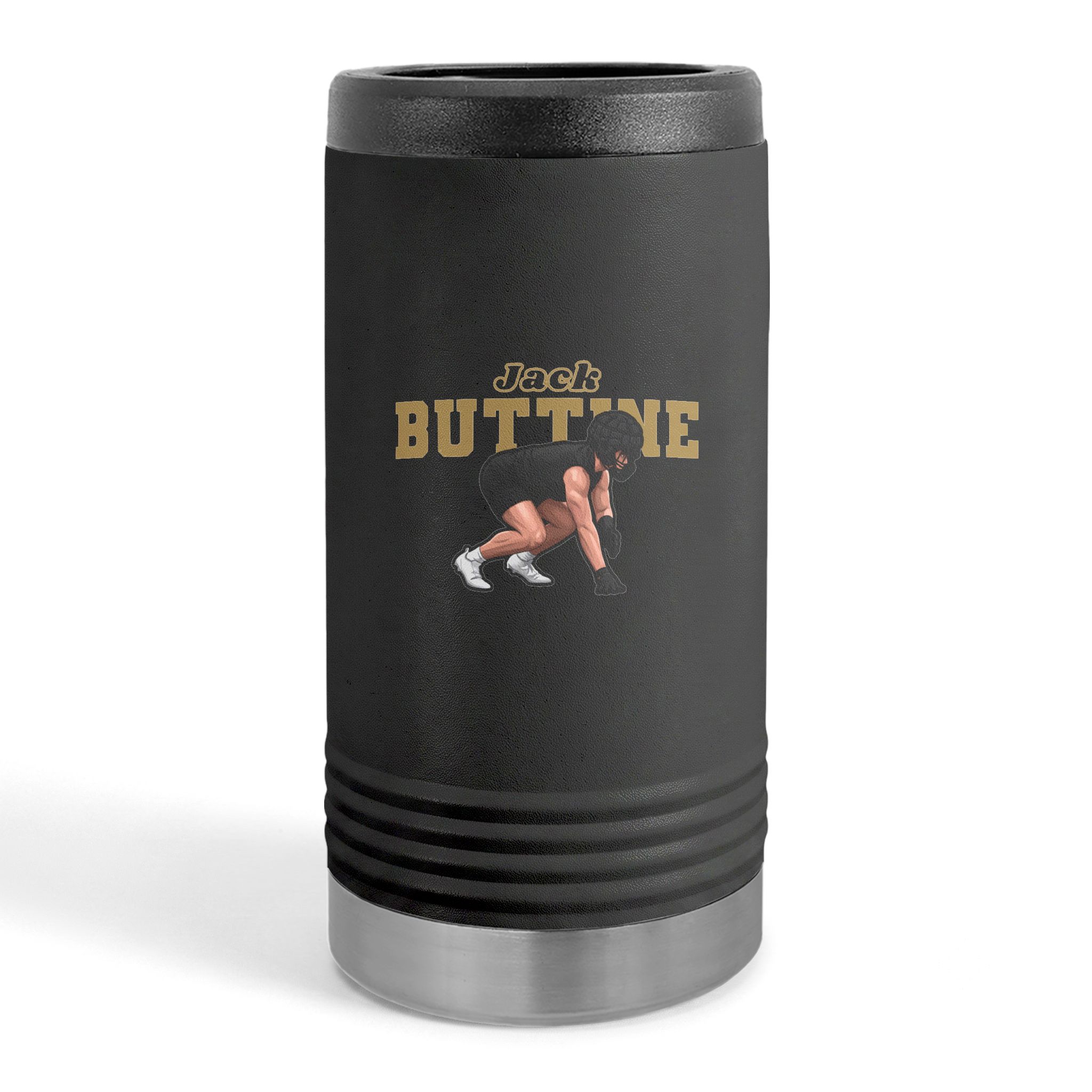 Slim Stainless Can Cooler — character_name_arch in Black