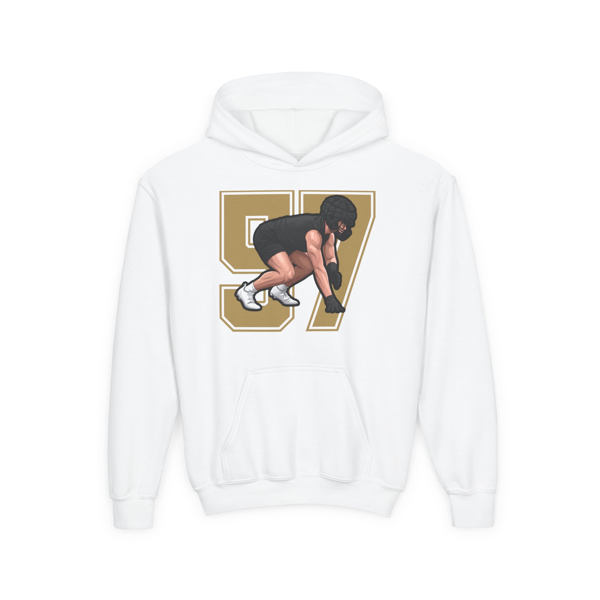 Youth Hoodie — character_number in White