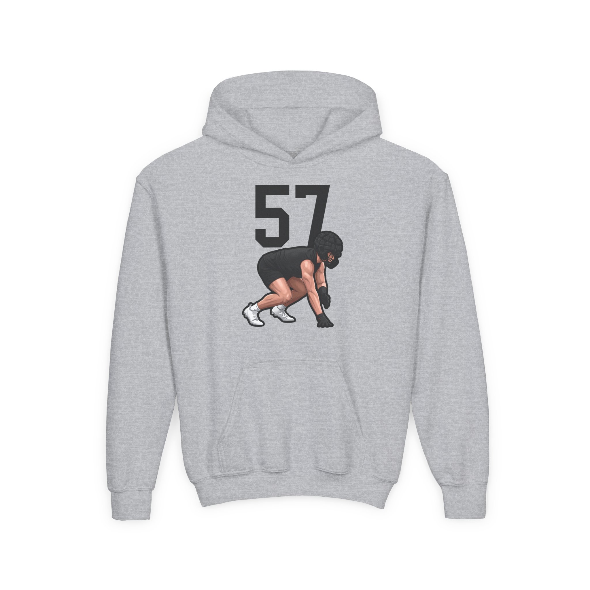 Youth Hoodie — character_number_top in Grey
