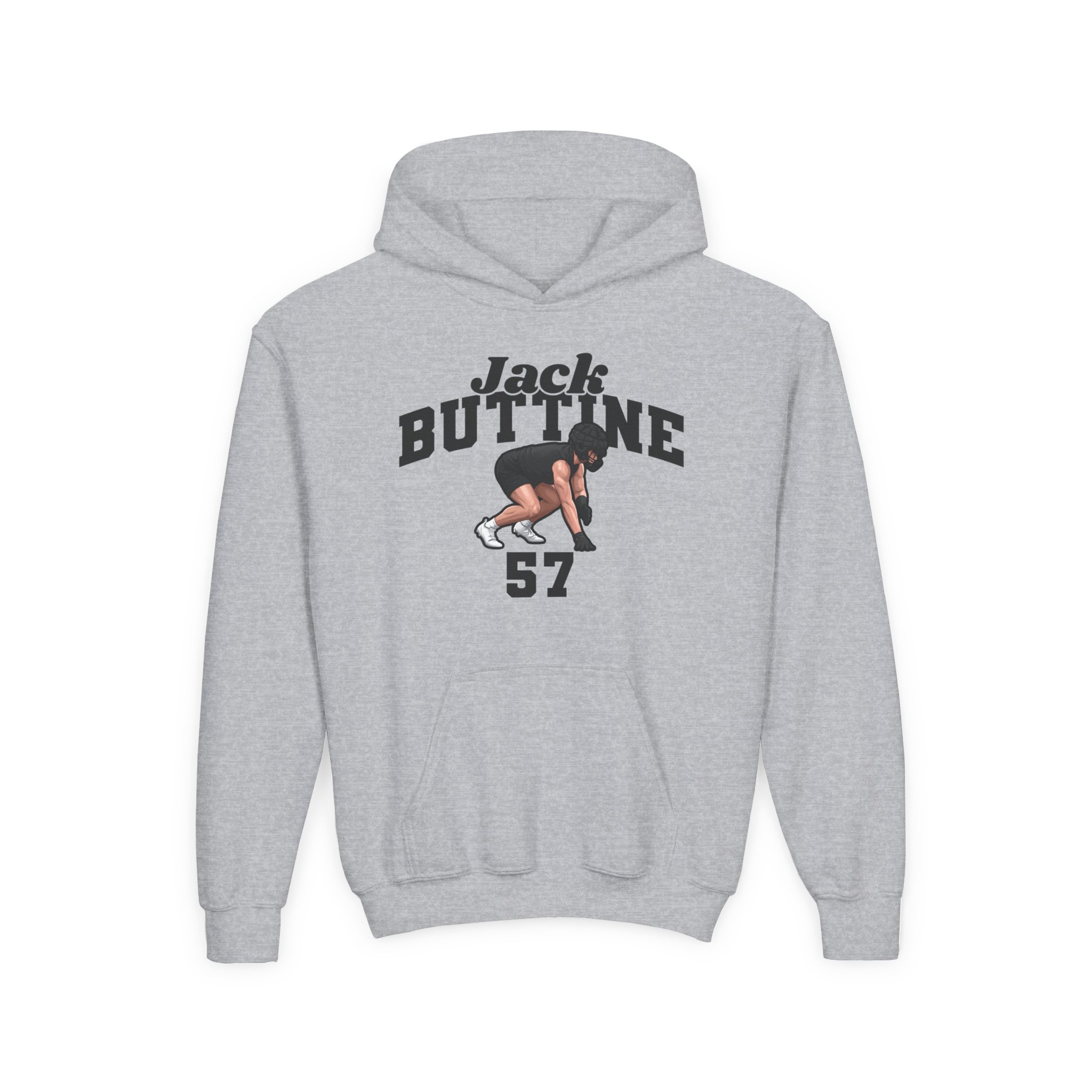 Youth Hoodie — character_signature_arch in Grey