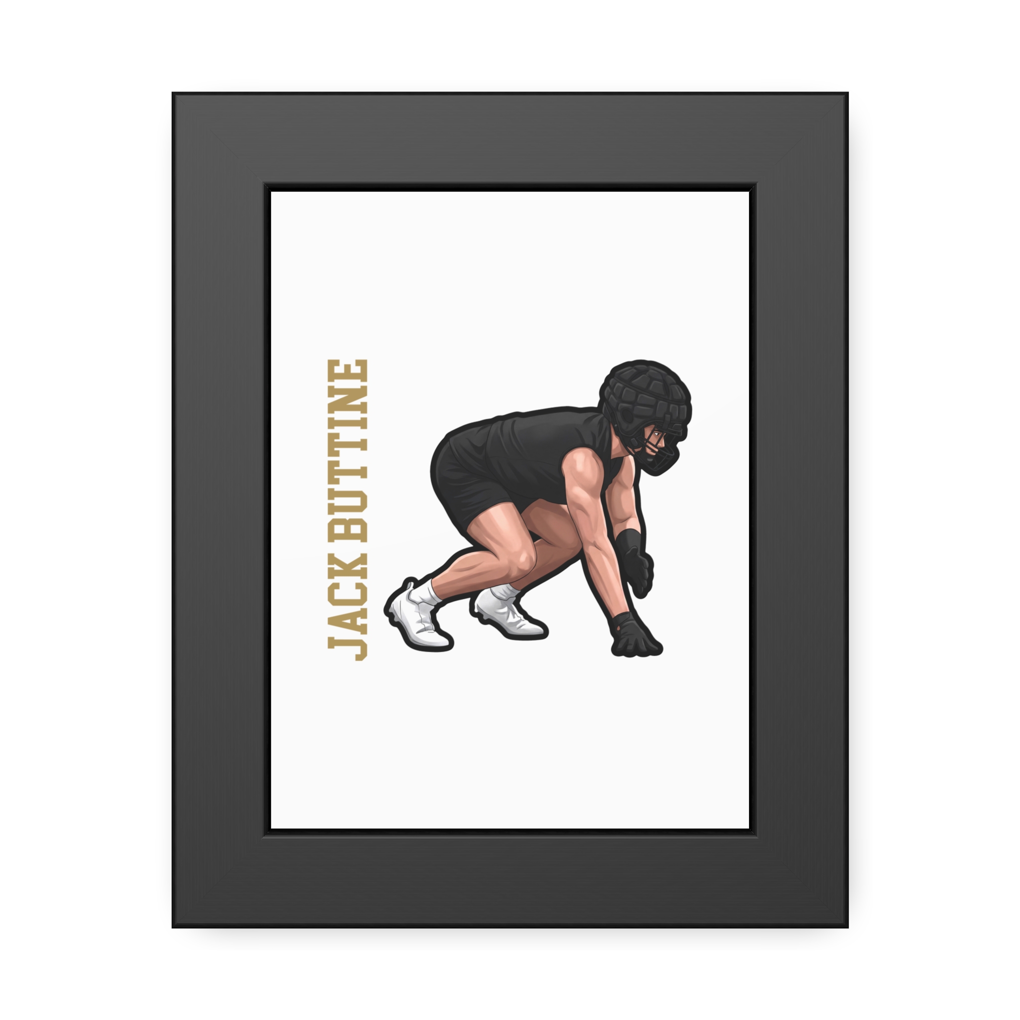 Framed Poster — character_name_vertical in Black