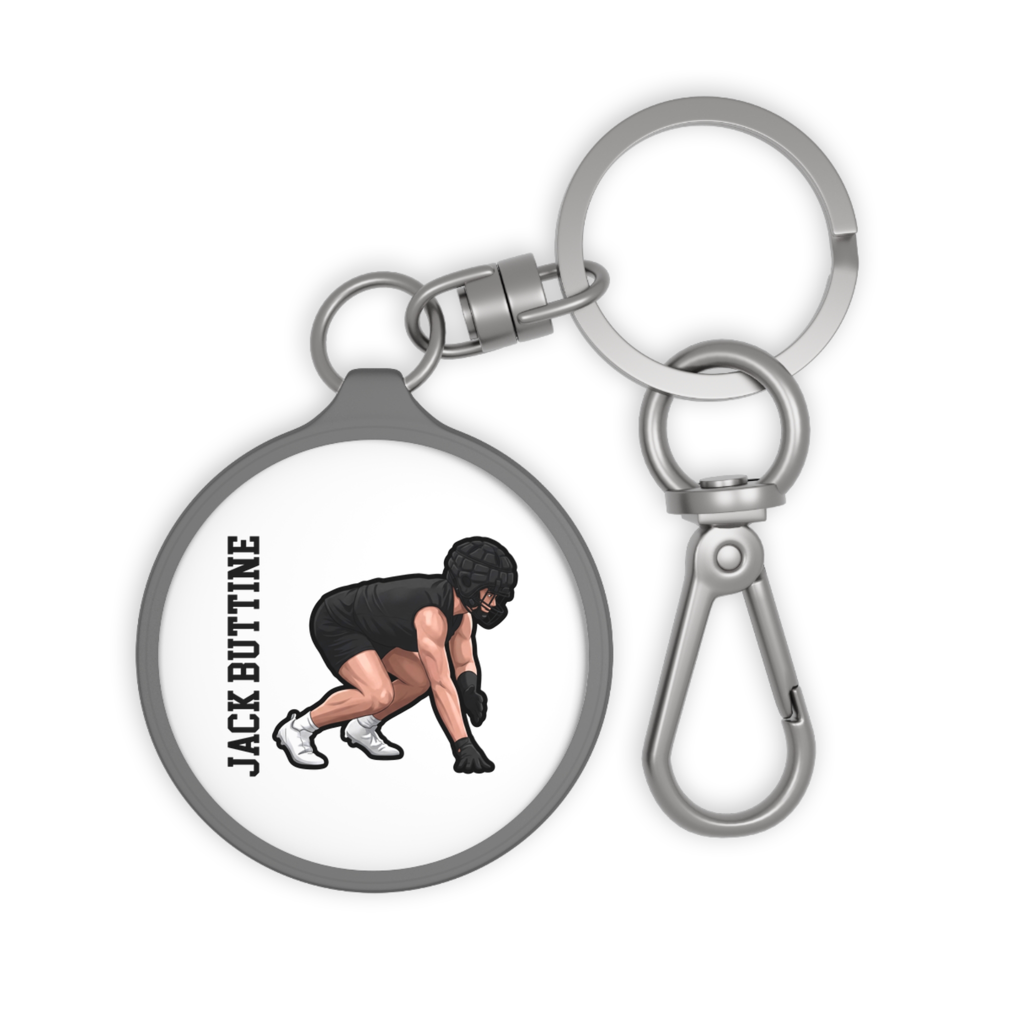 Keychain — character_name_vertical in Grey
