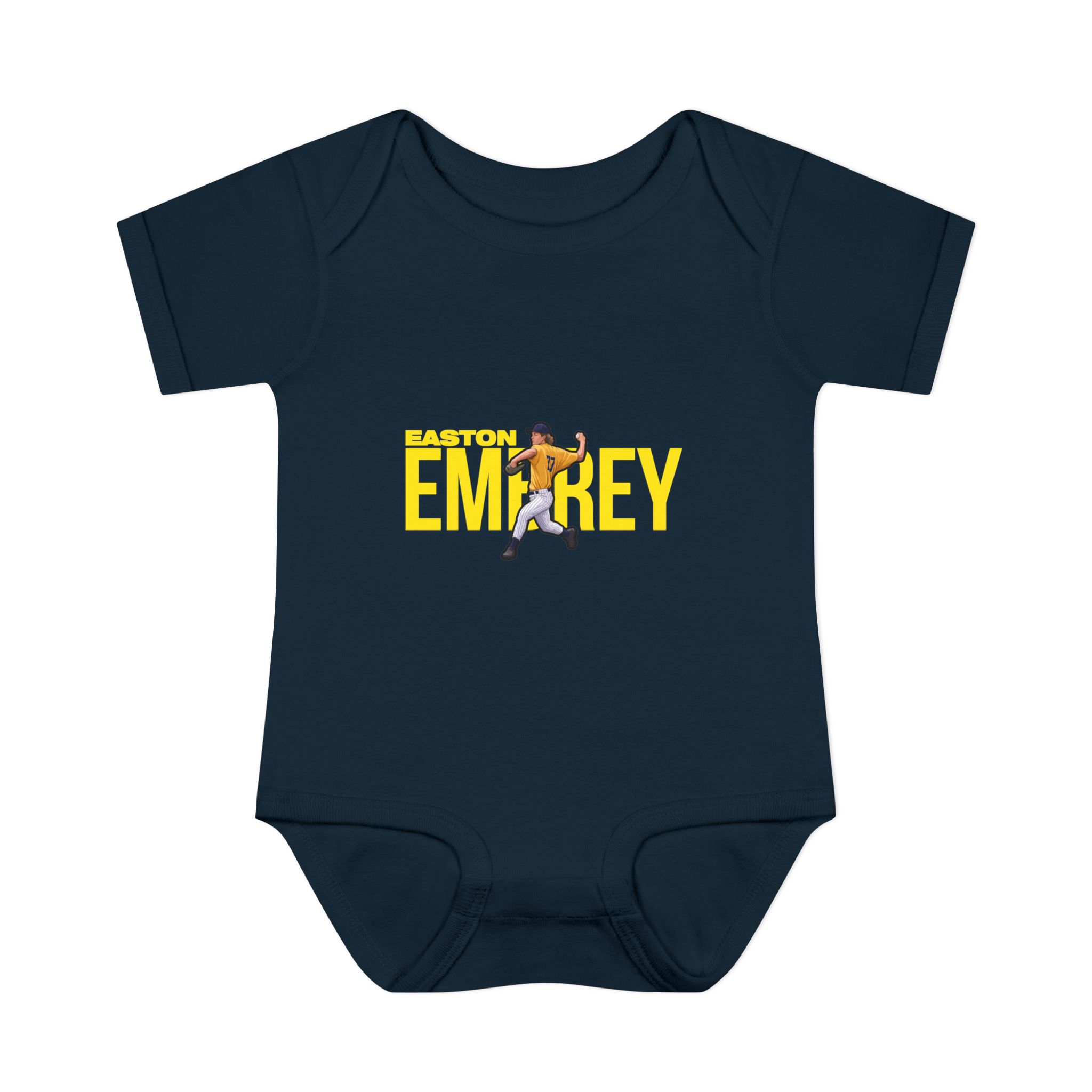 Baby Onesie — character_player_name in Navy