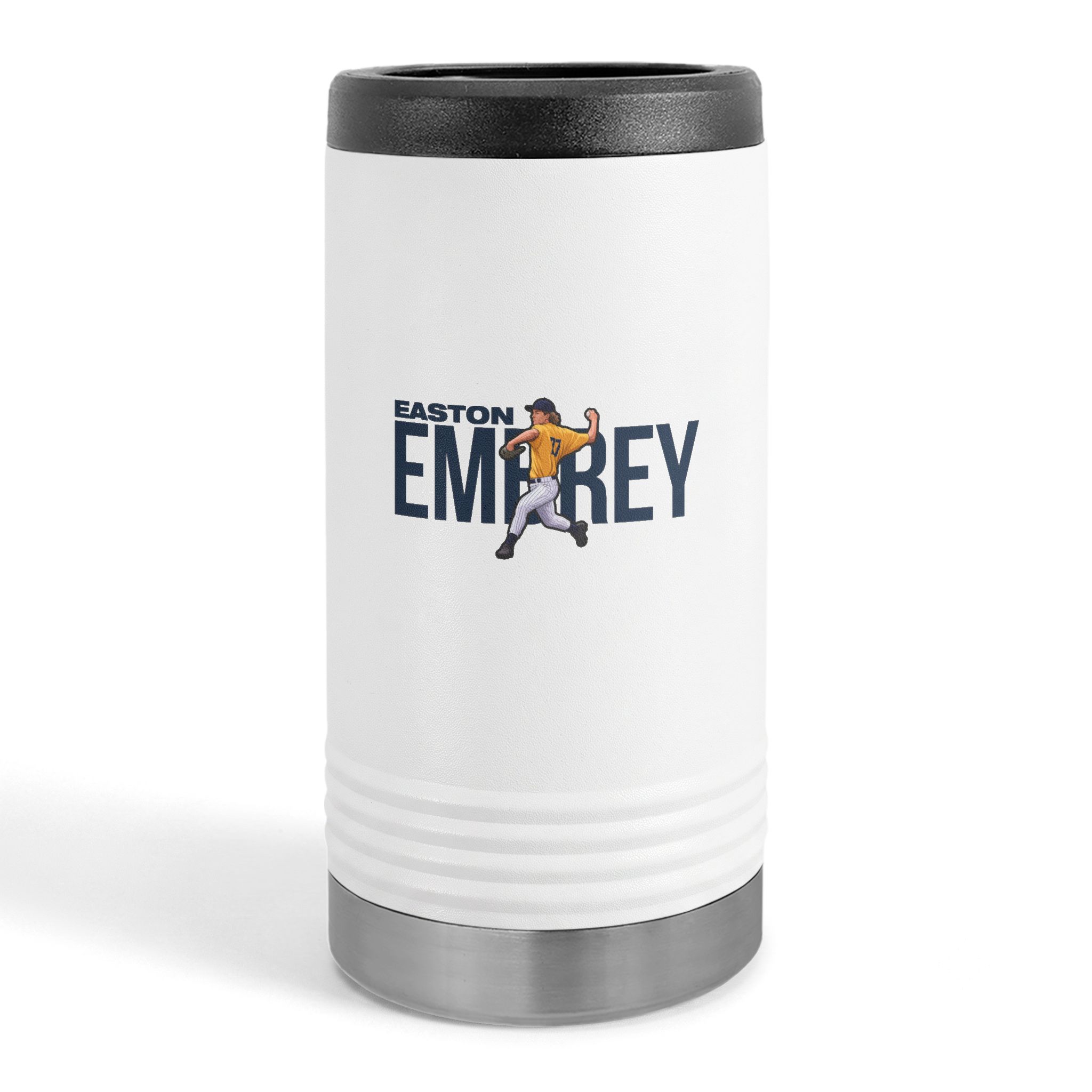 Slim Stainless Can Cooler — character_player_name in White