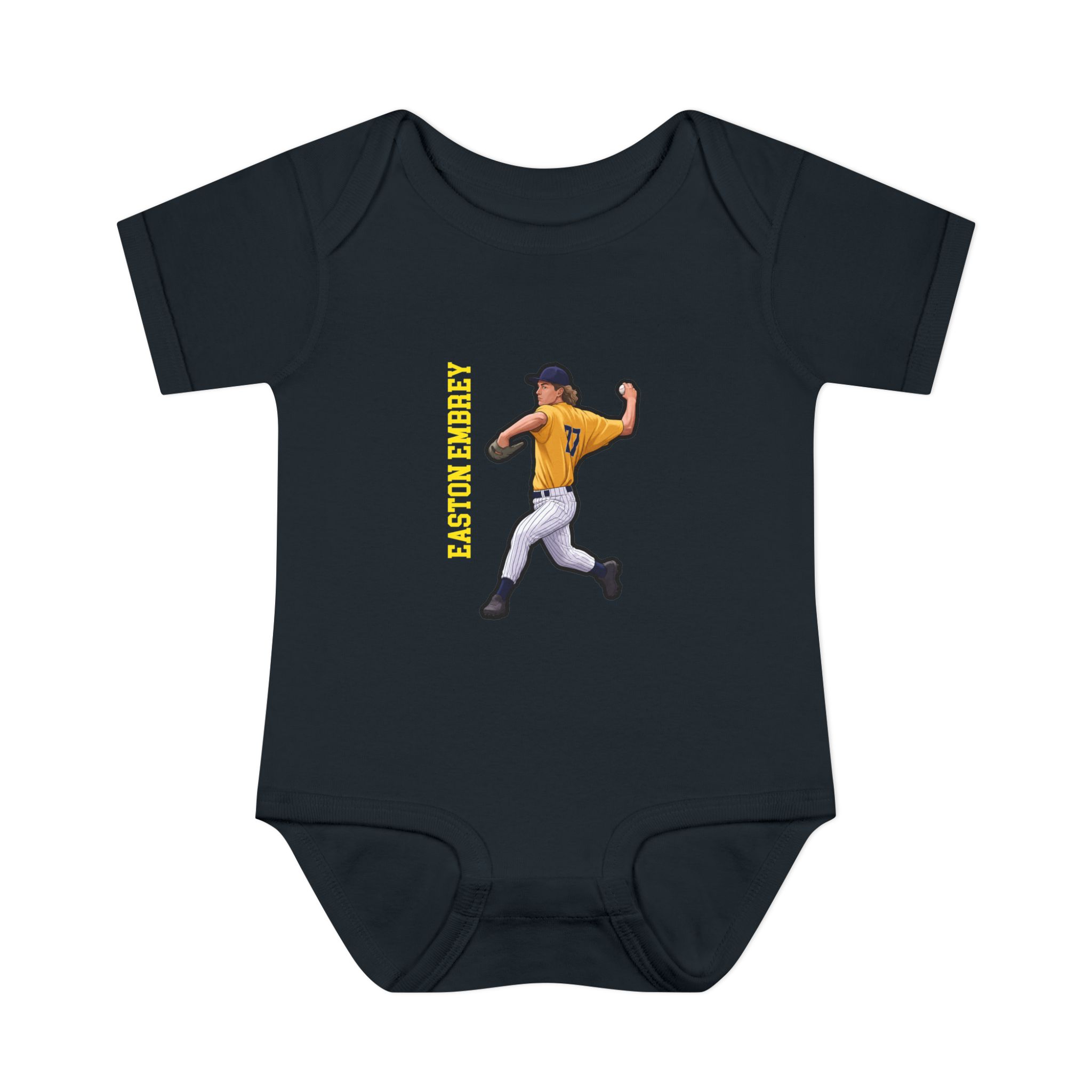 Baby Onesie — character_name_vertical in Black