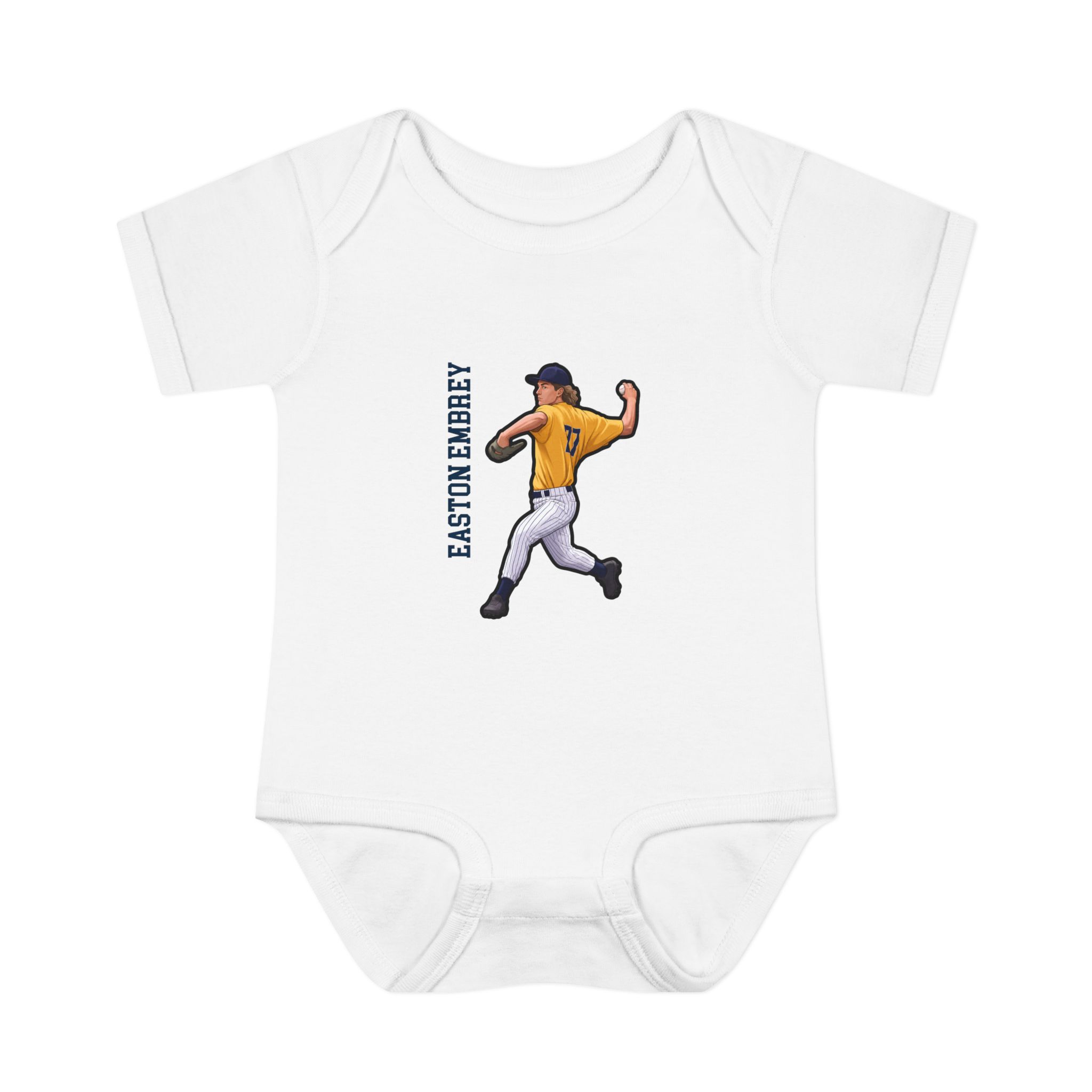 Baby Onesie — character_name_vertical in White
