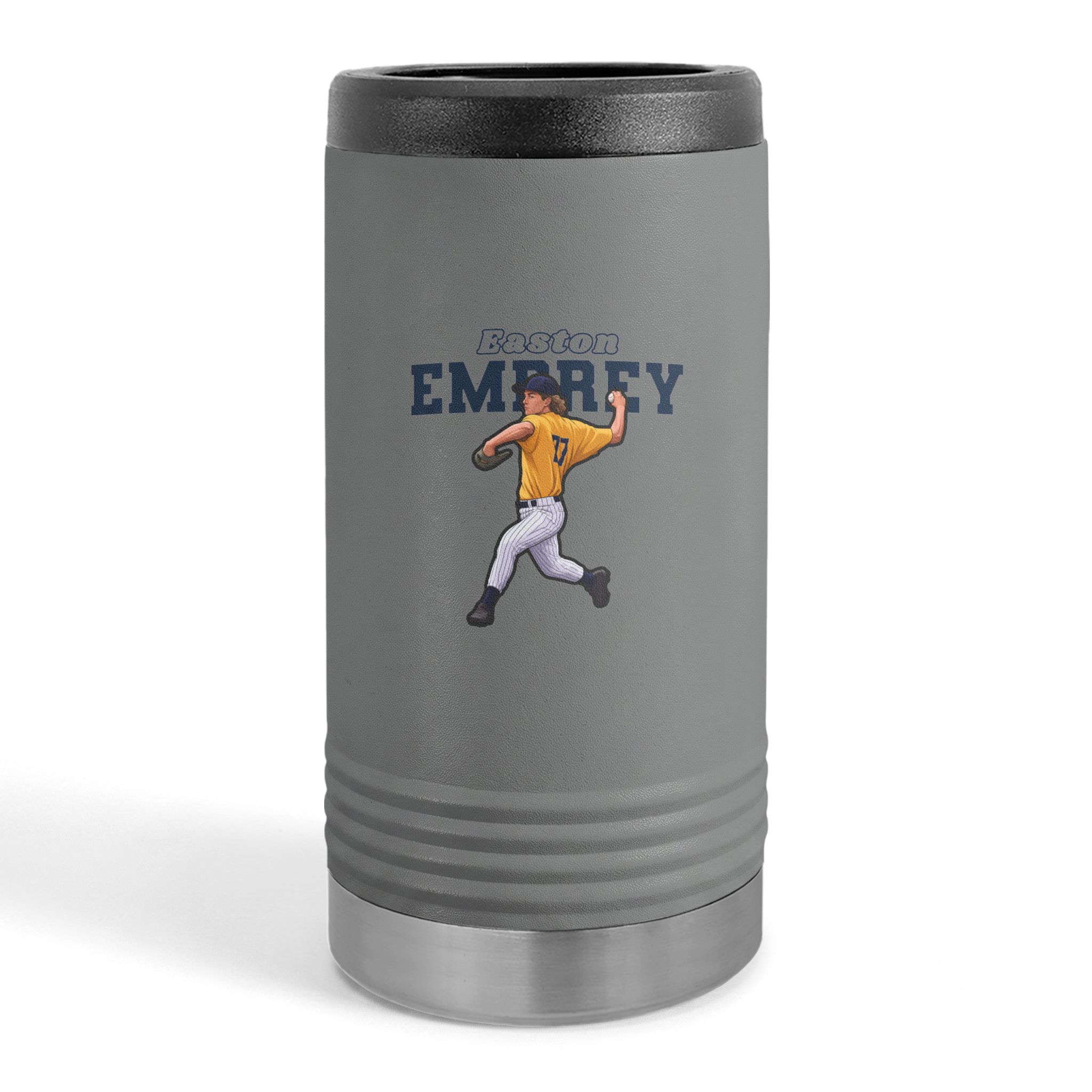 Slim Stainless Can Cooler — character_name_arch in Grey