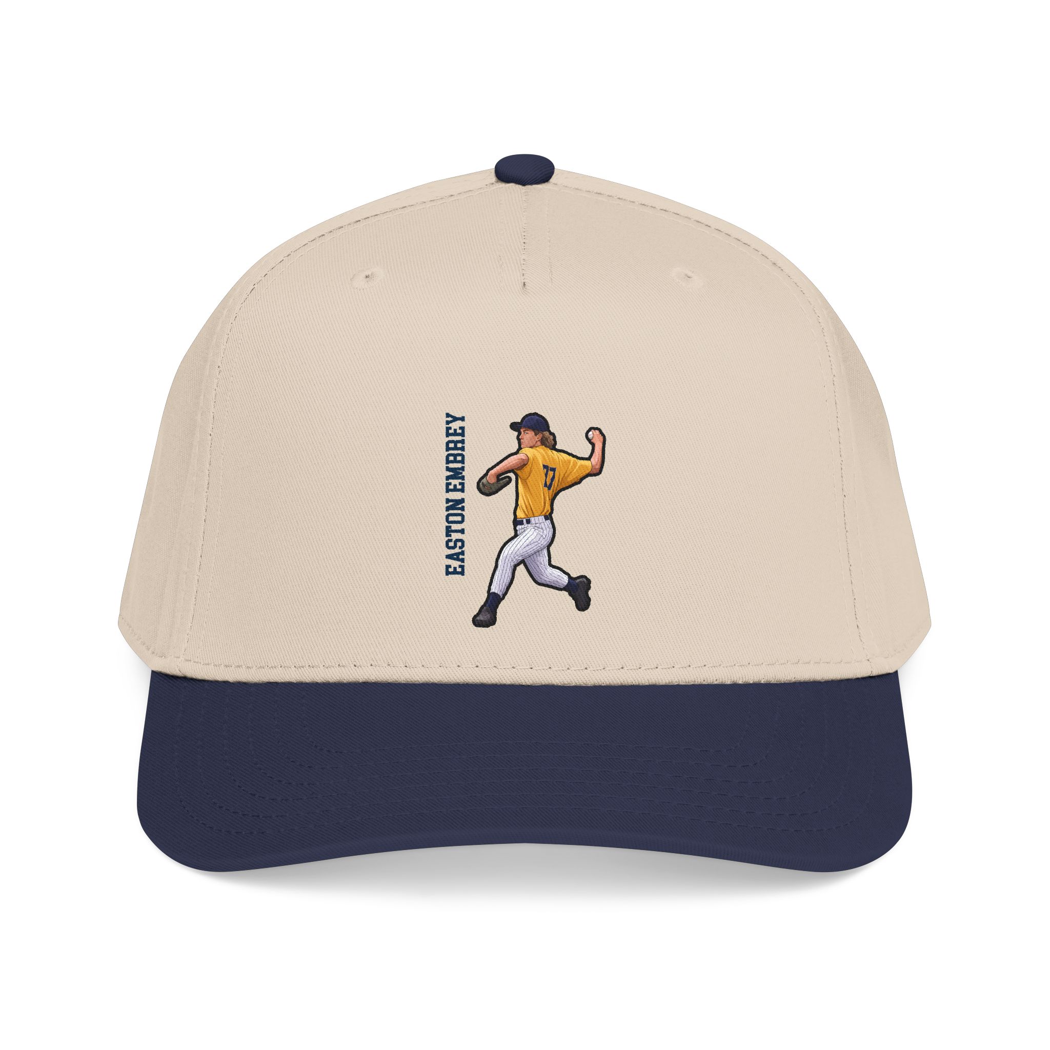 Baseball Cap — character_name_vertical in Navy / Natural