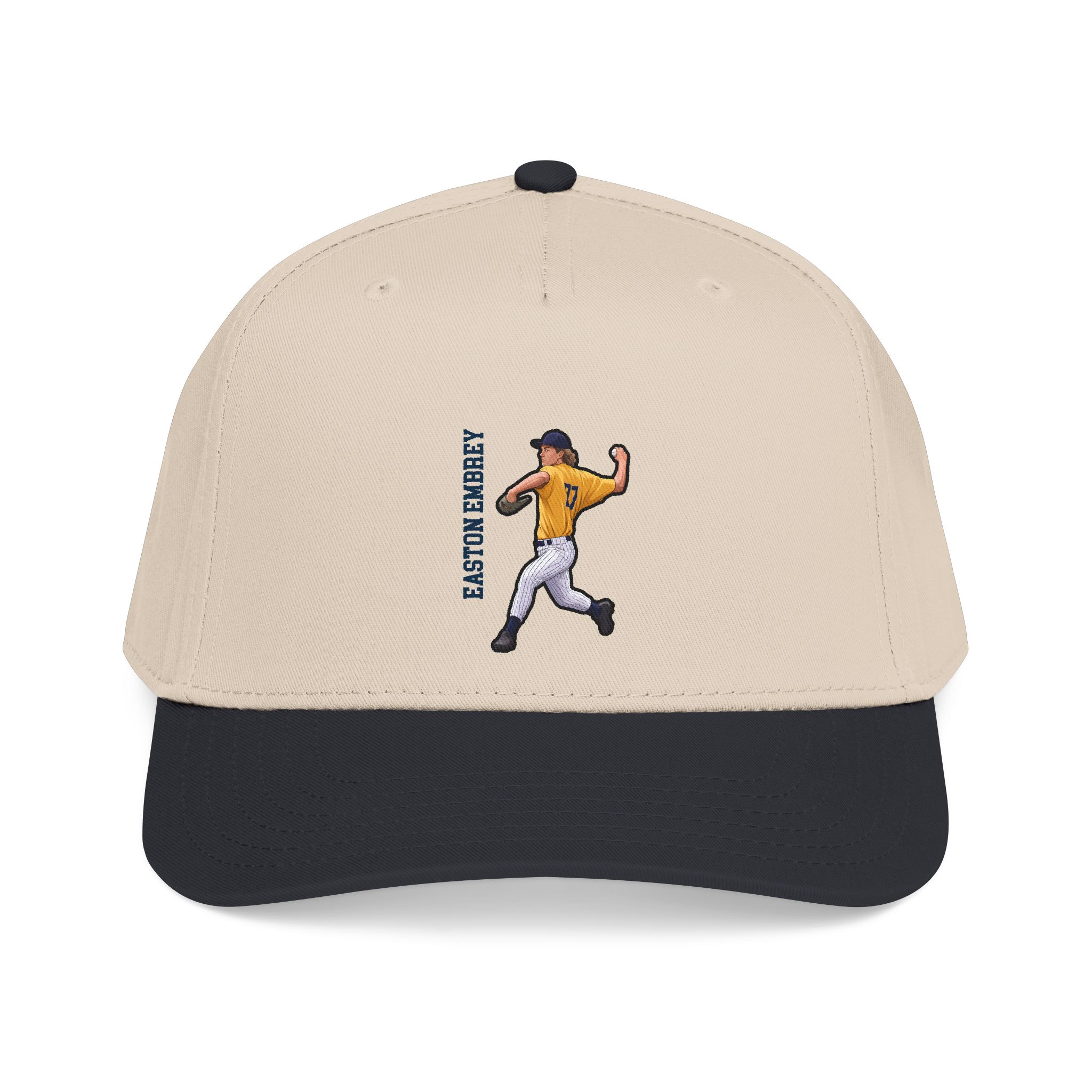 Baseball Cap — character_name_vertical in Black / Natural