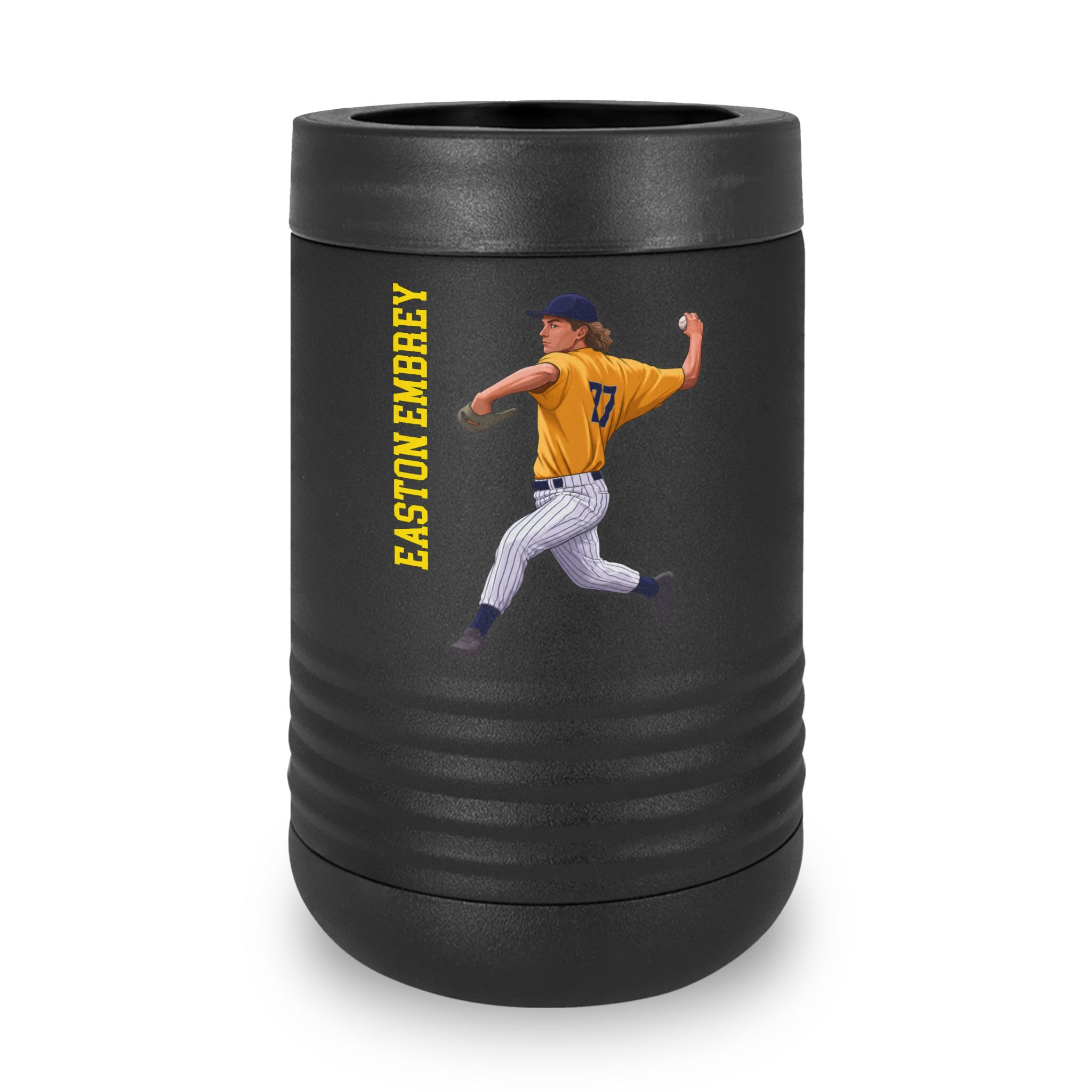 Stainless Can Cooler — character_name_vertical in Black