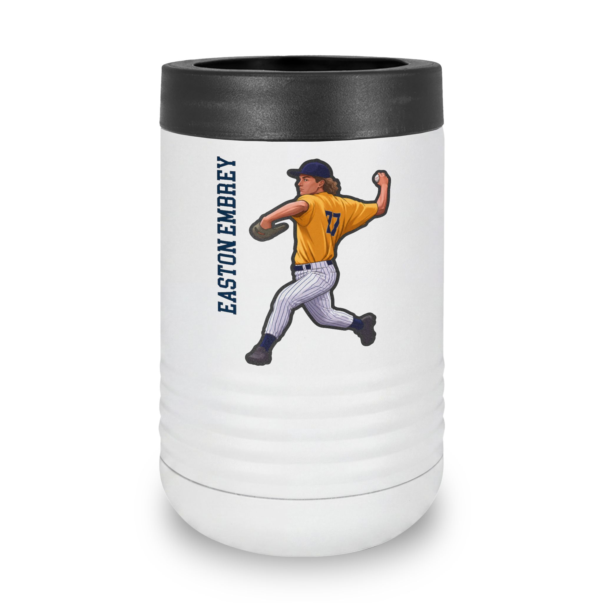 Stainless Can Cooler — character_name_vertical in White
