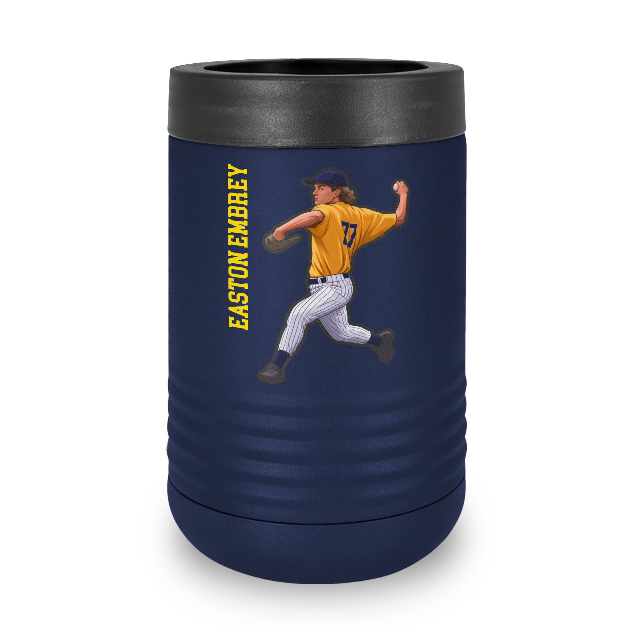 Stainless Can Cooler — character_name_vertical in Navy