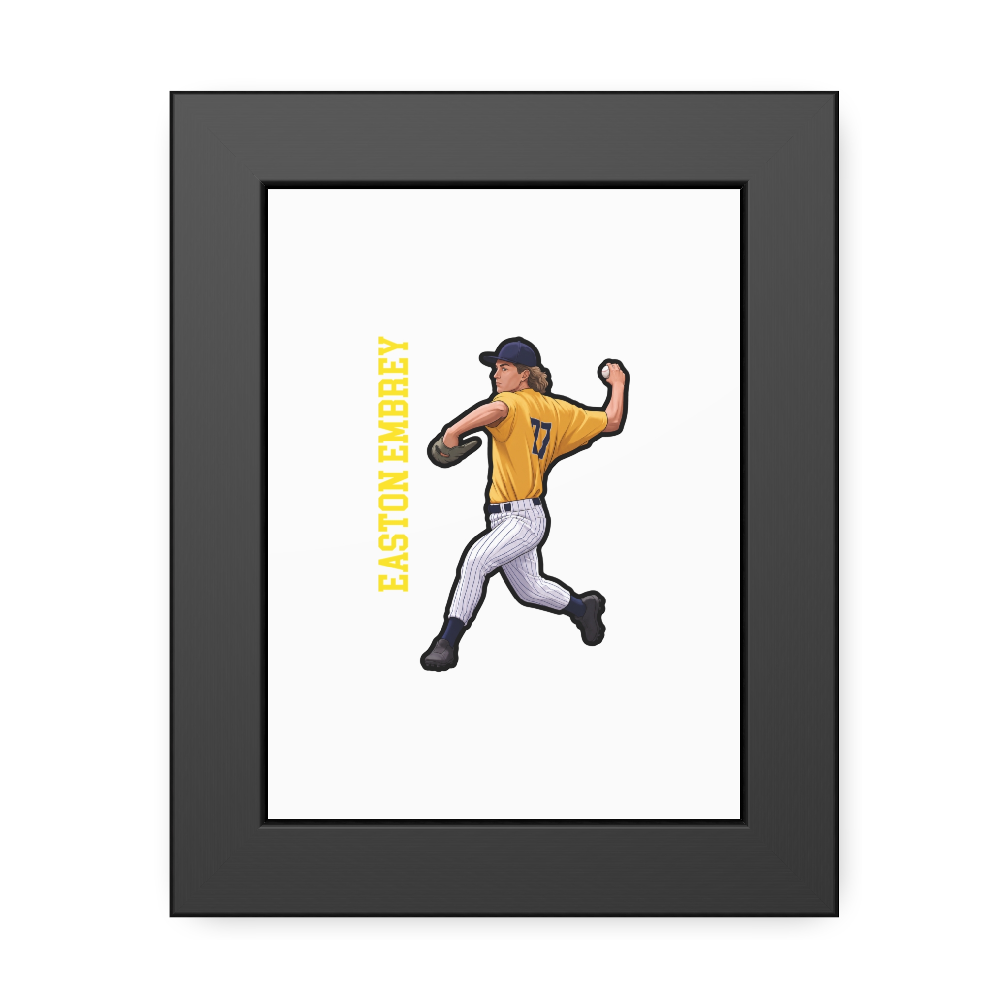 Framed Poster — character_name_vertical in Black
