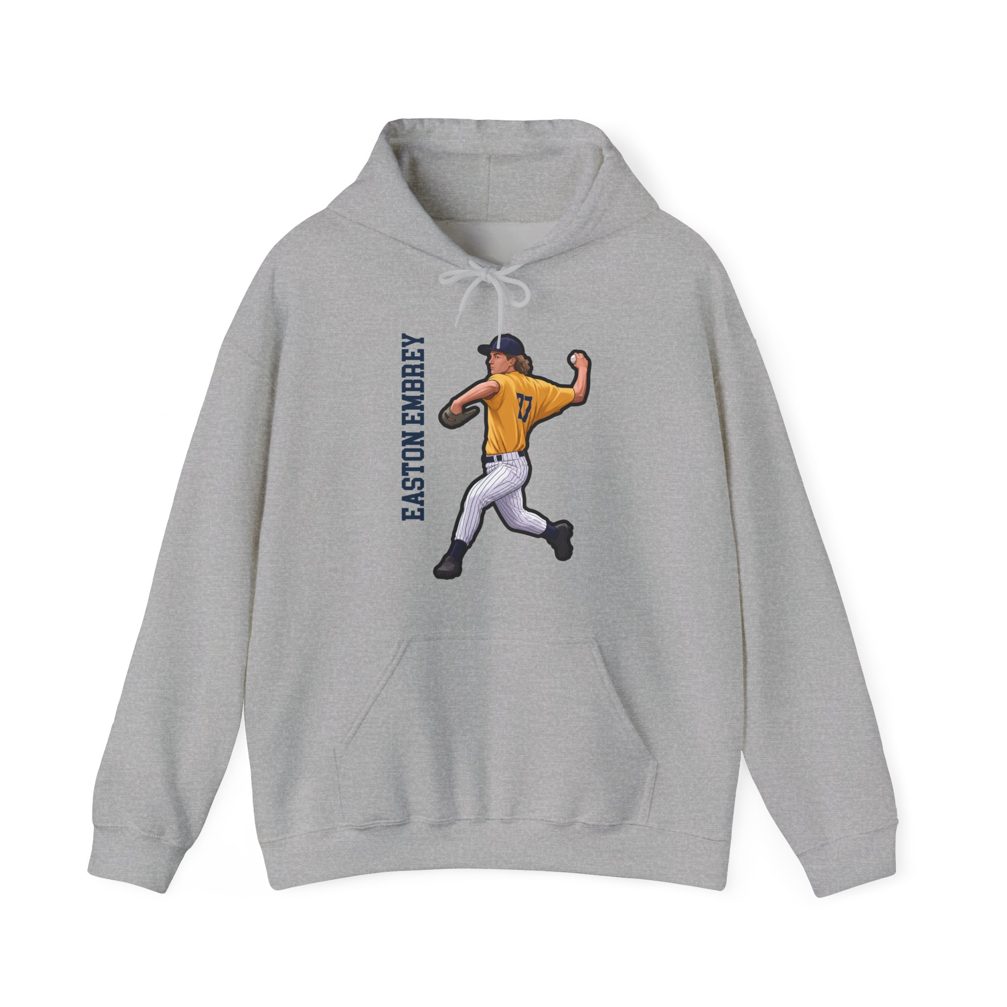Hoodie — character_name_vertical in Grey