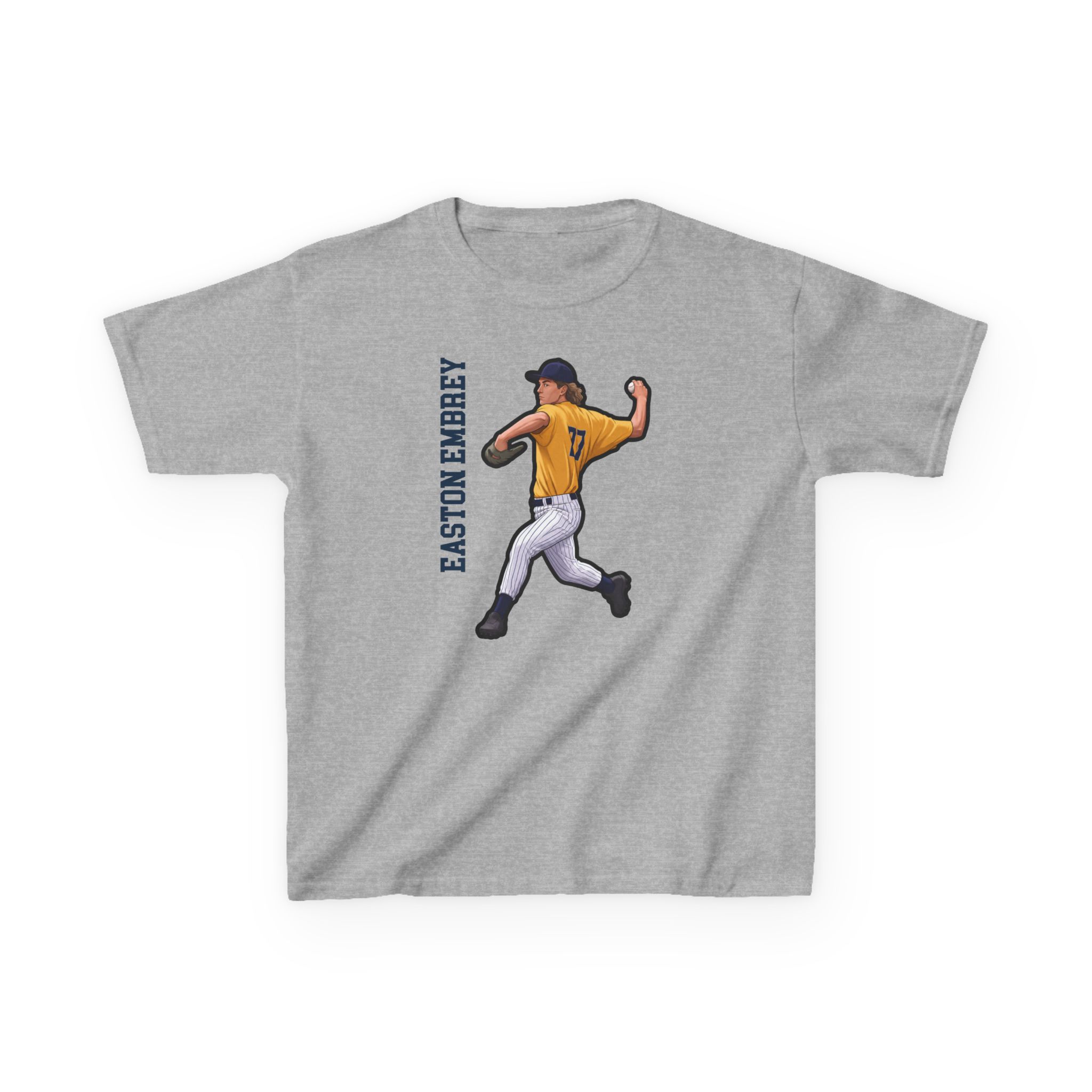Youth Tee — character_name_vertical in Grey