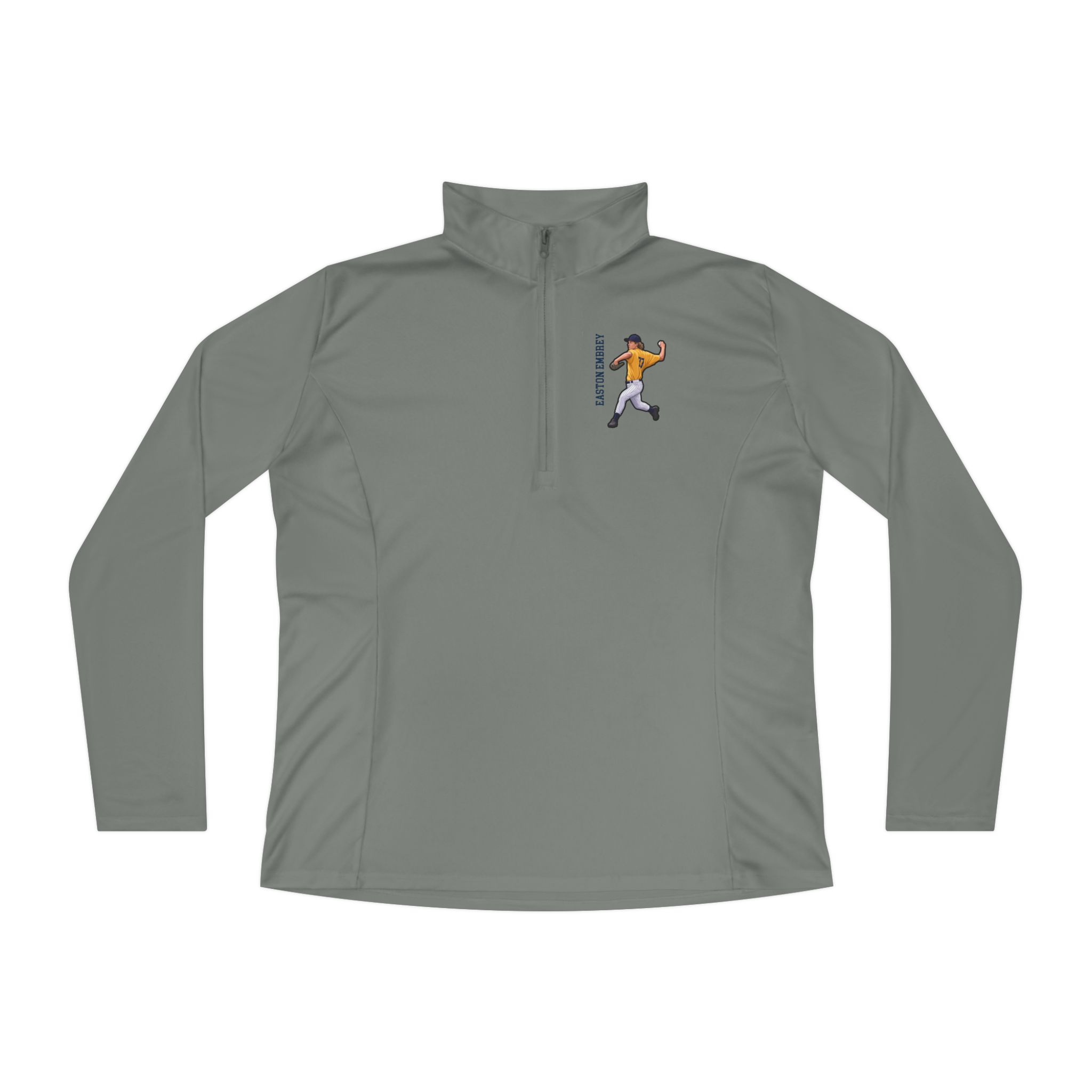 Women's Q-Zip Pullover — character_name_vertical in Grey