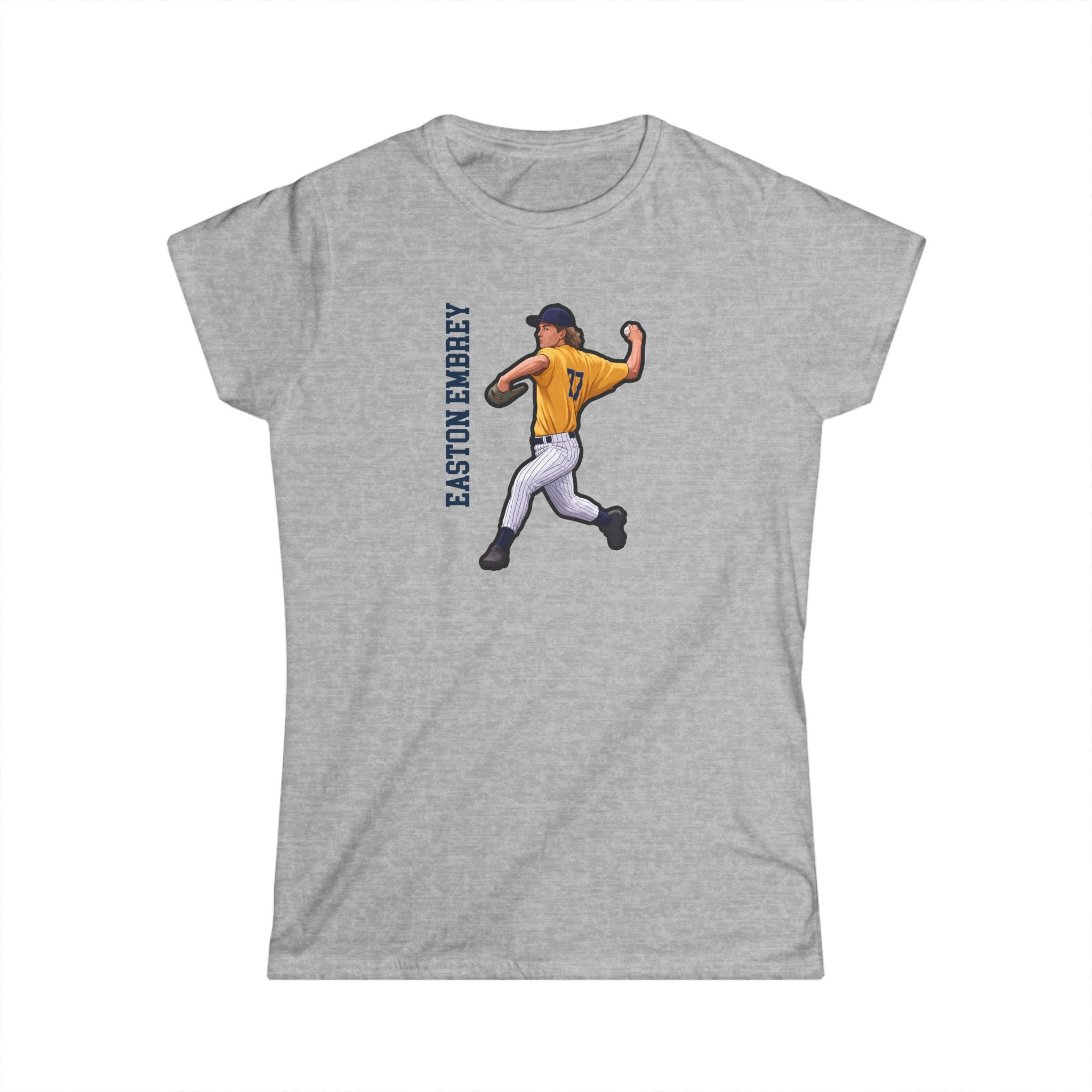 Women's Softstyle Tee — character_name_vertical in Grey