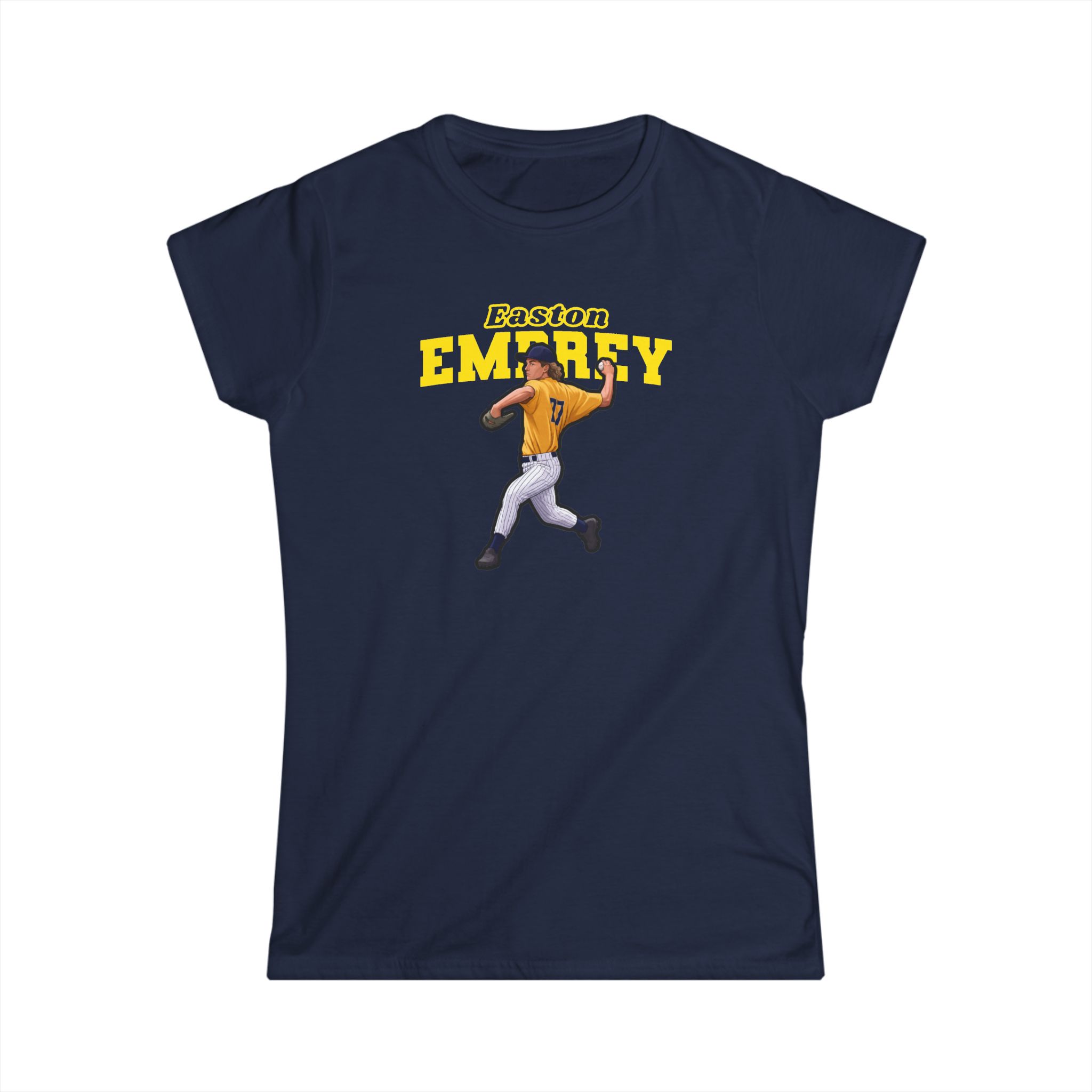 Women's Softstyle Tee — character_name_arch in Navy