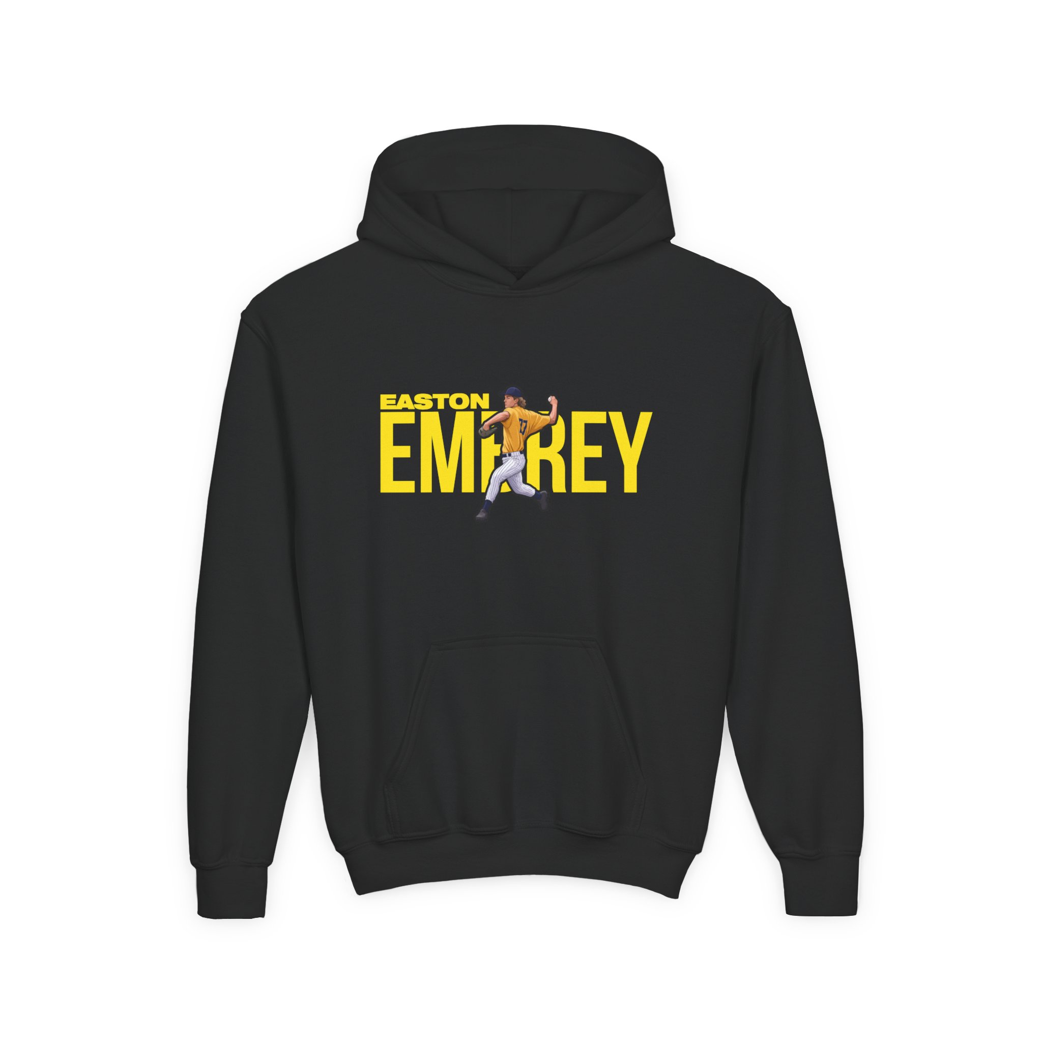 Youth Hoodie — character_player_name in Black