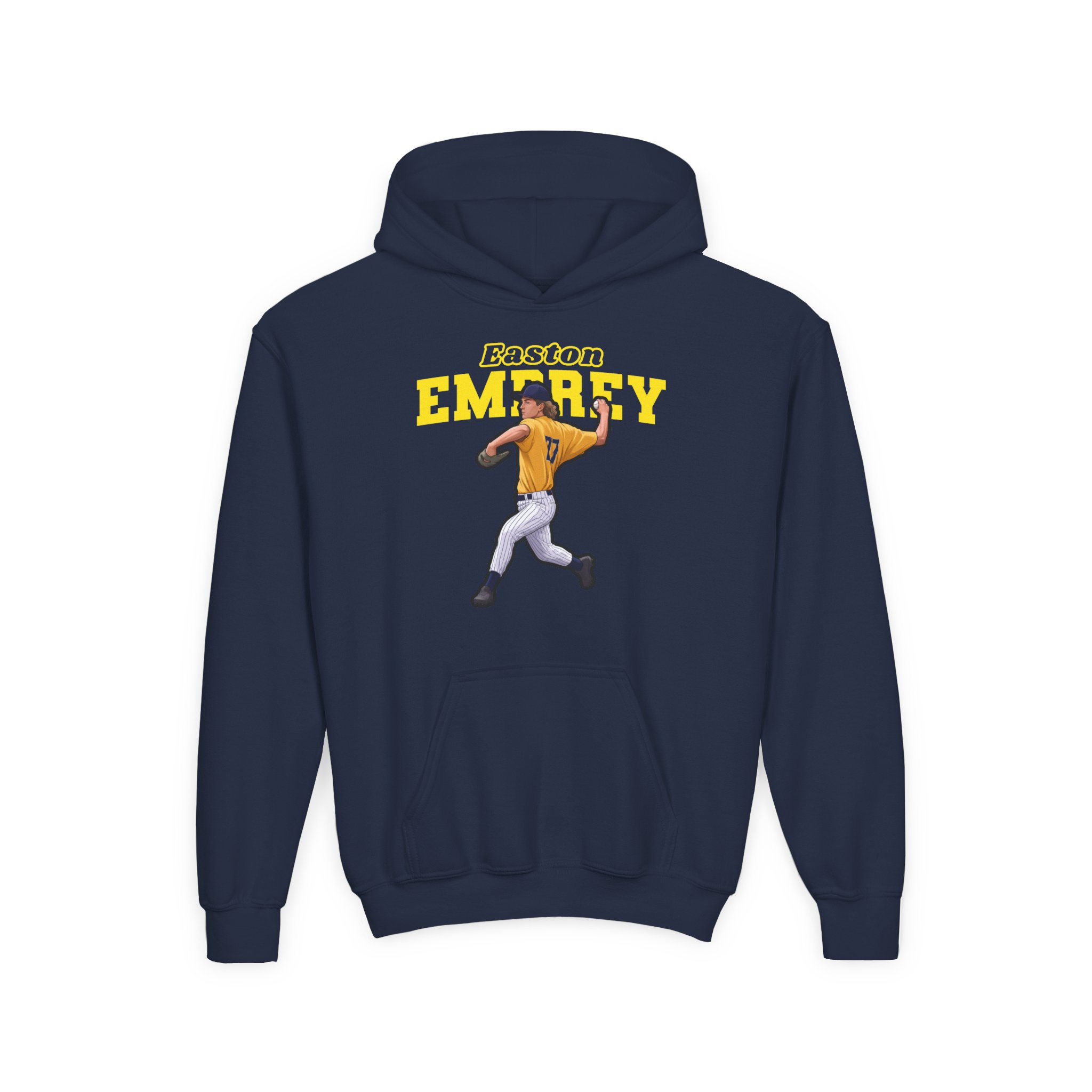 Youth Hoodie — character_name_arch in Navy