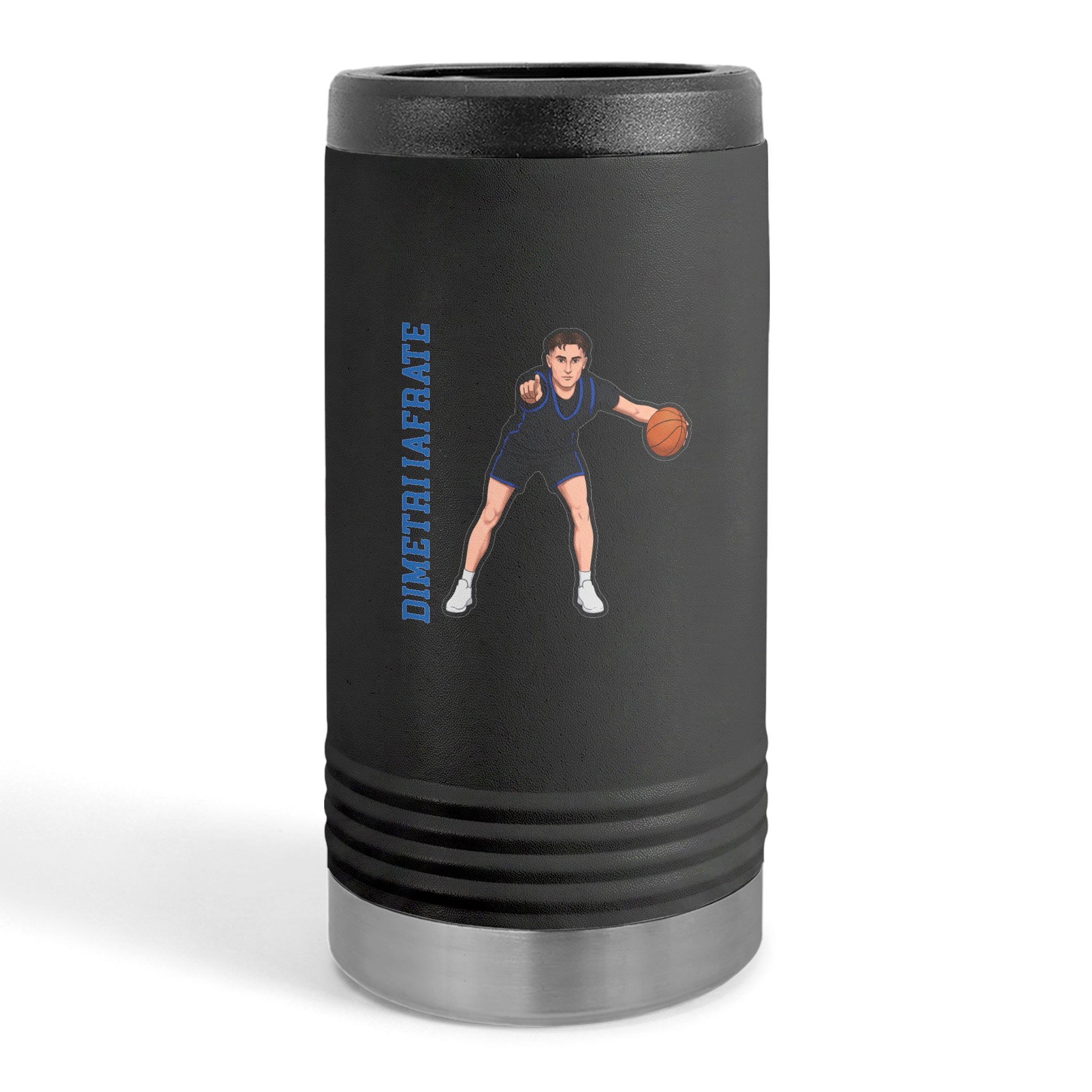 Slim Stainless Can Cooler — character_name_vertical in Black
