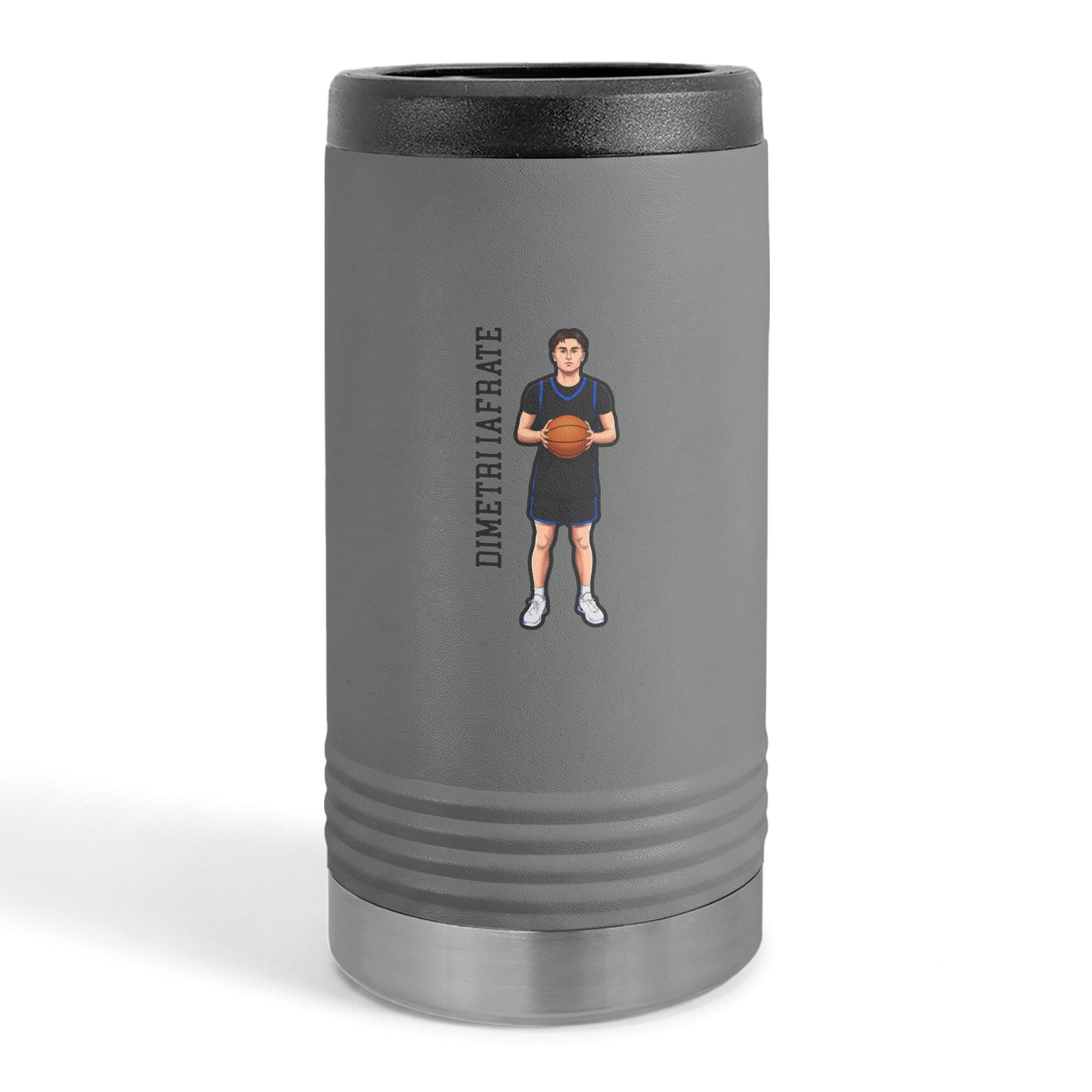 Slim Stainless Can Cooler — character_name_vertical in Grey