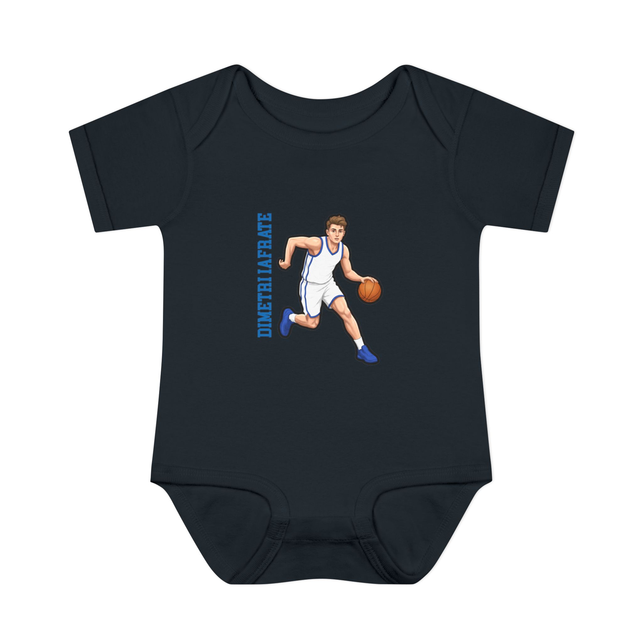 Baby Onesie — character_name_vertical in Black