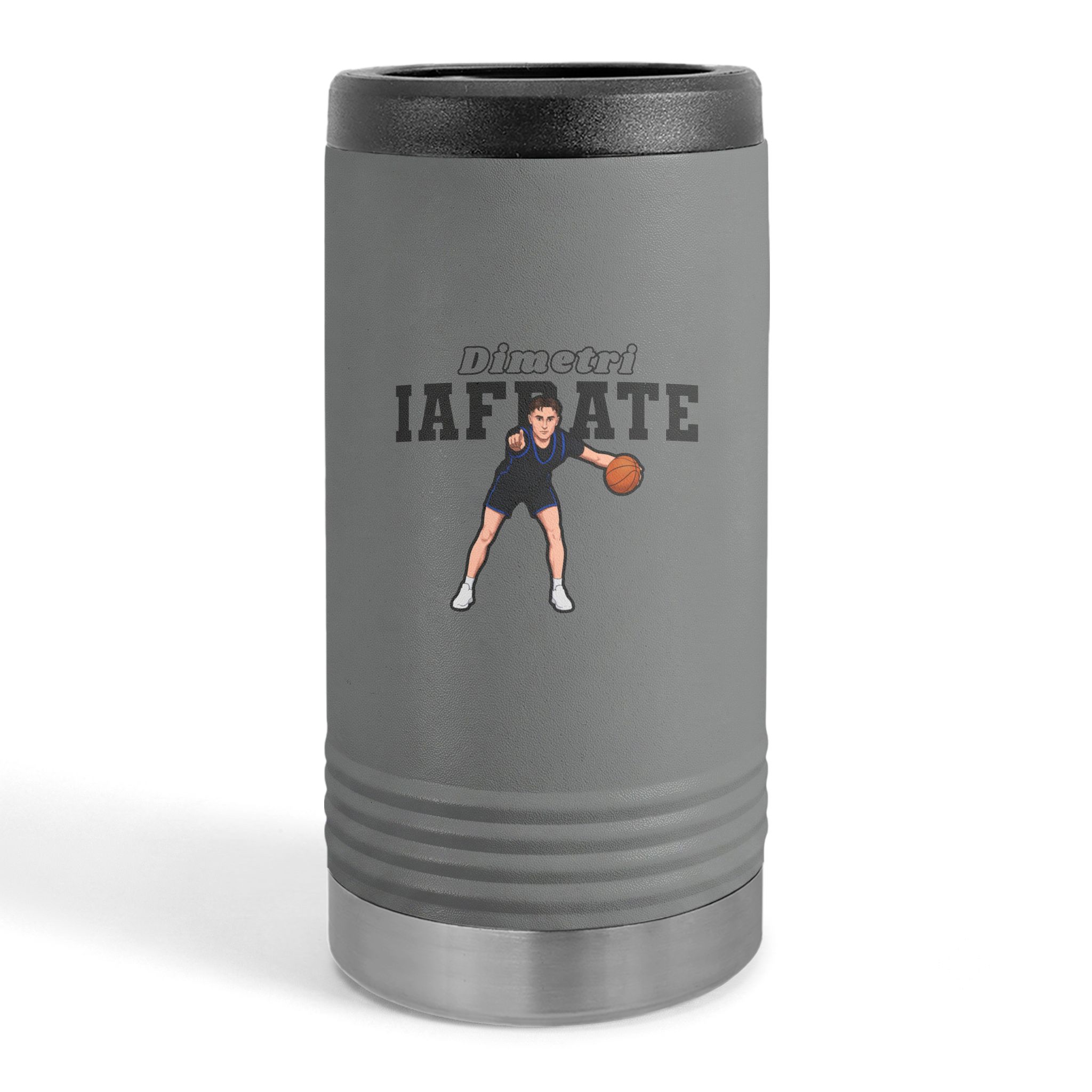 Slim Stainless Can Cooler — character_name_arch in Grey