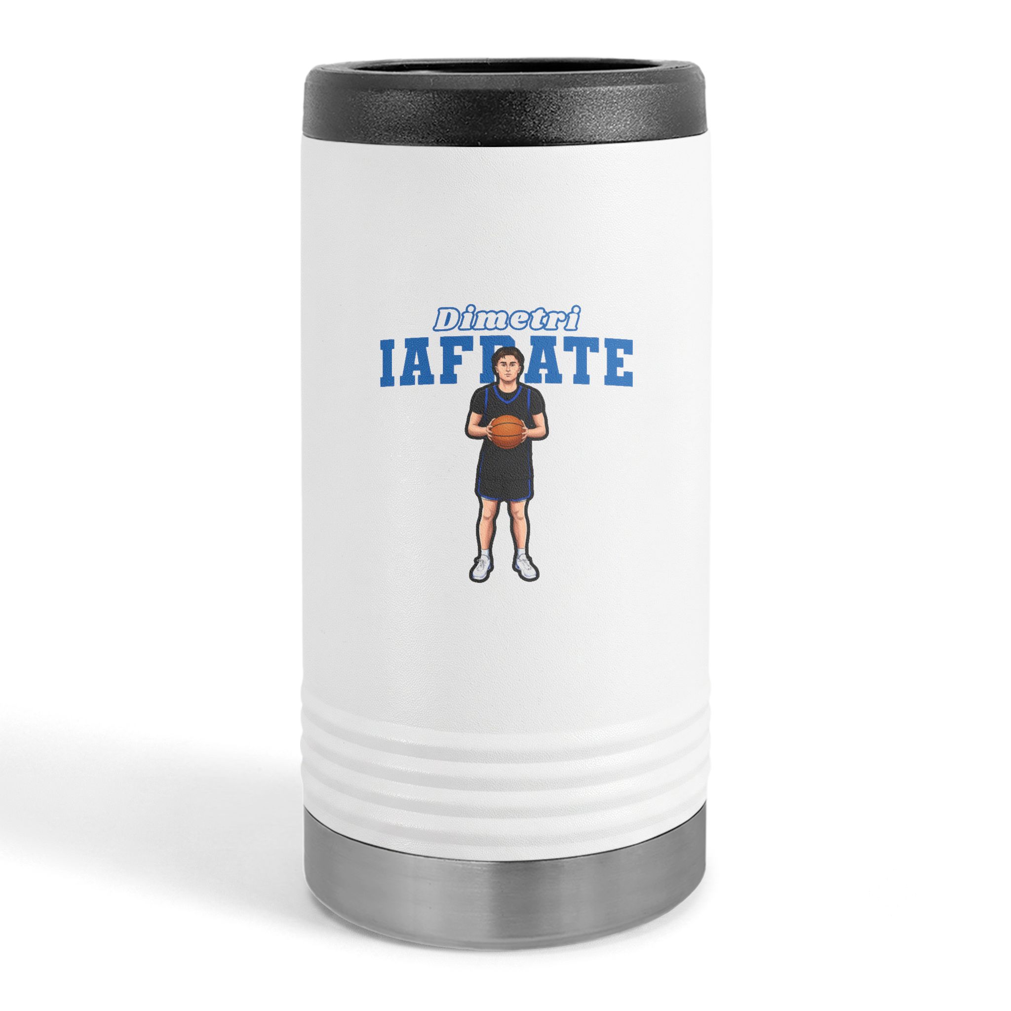 Slim Stainless Can Cooler — character_name_arch in White