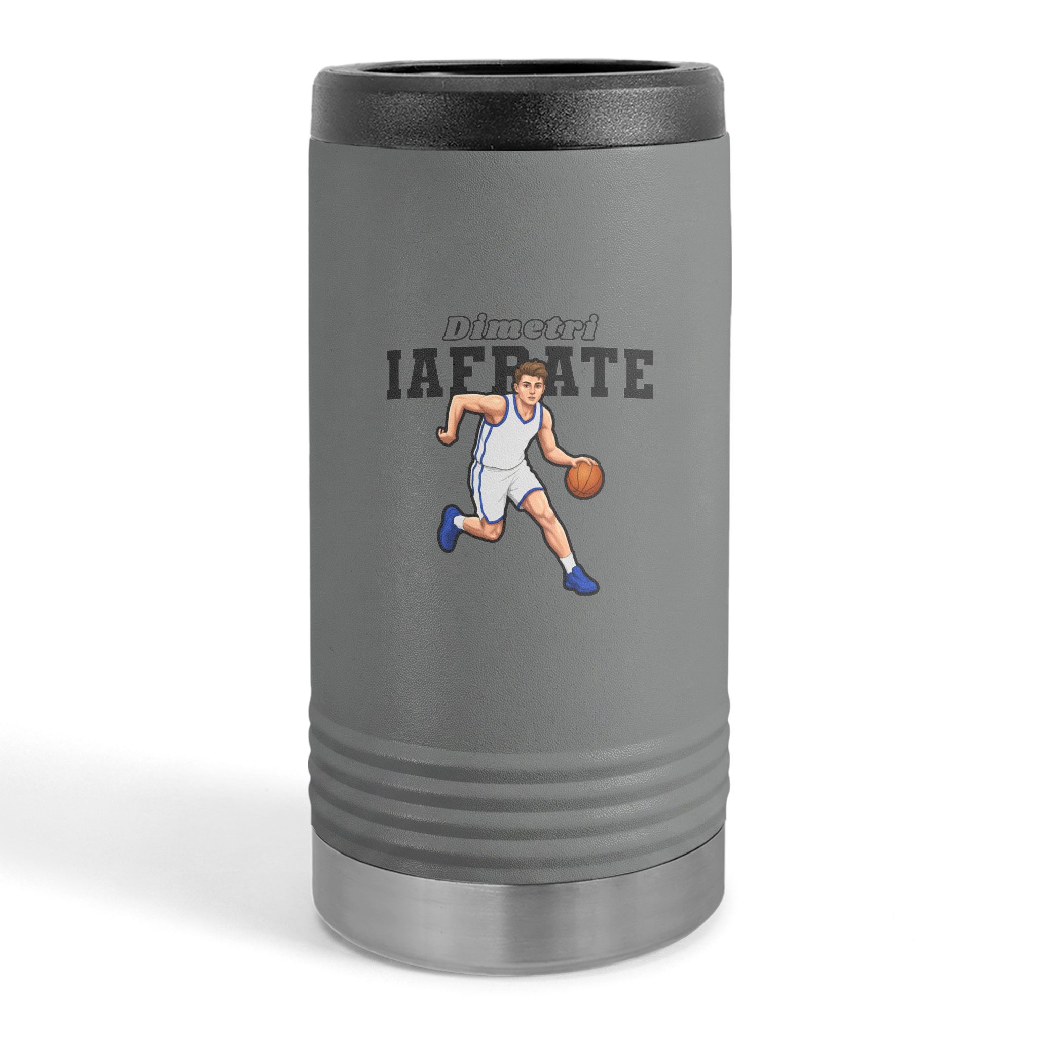 Slim Stainless Can Cooler — character_name_arch in Grey