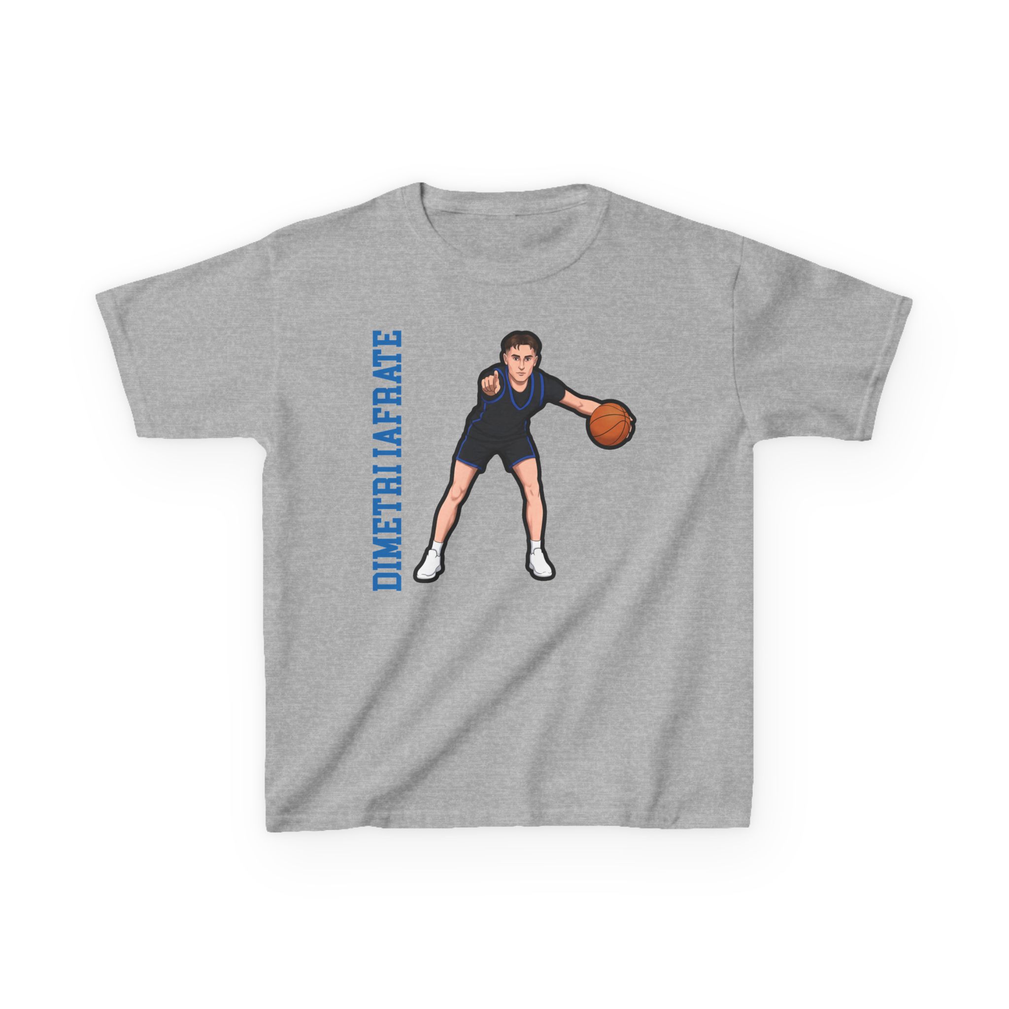 Youth Tee — character_name_vertical in Grey