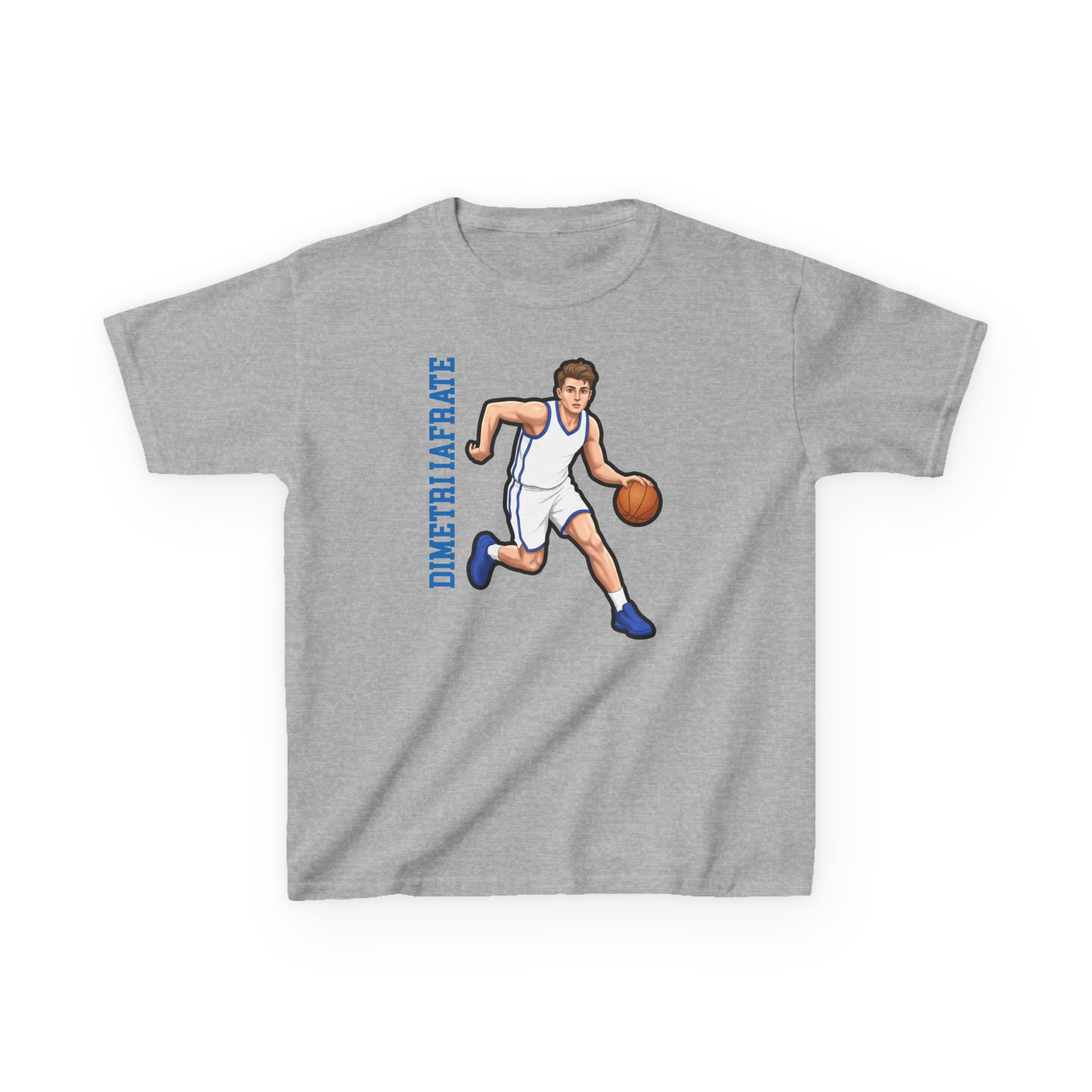 Youth Tee — character_name_vertical in Grey