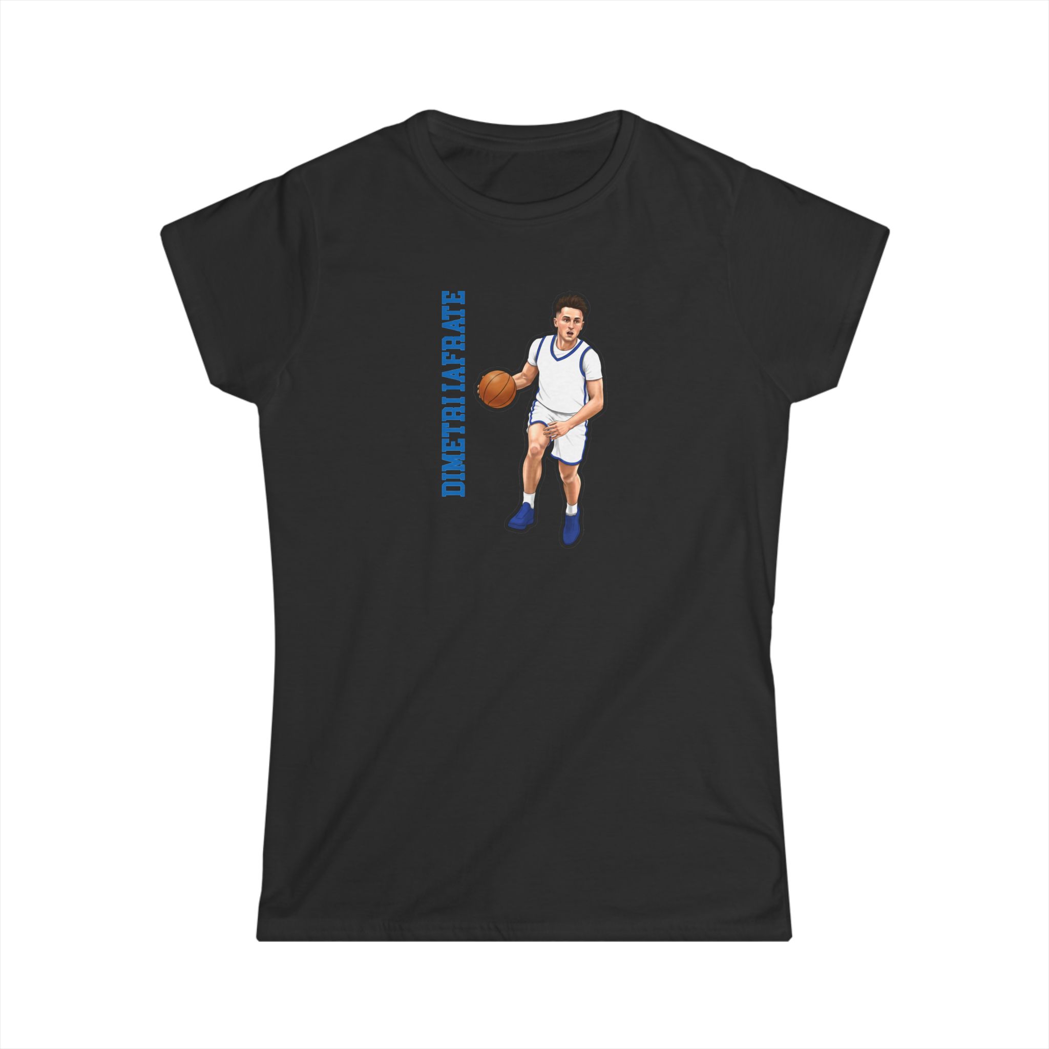 Women's Softstyle Tee — character_name_vertical in Black